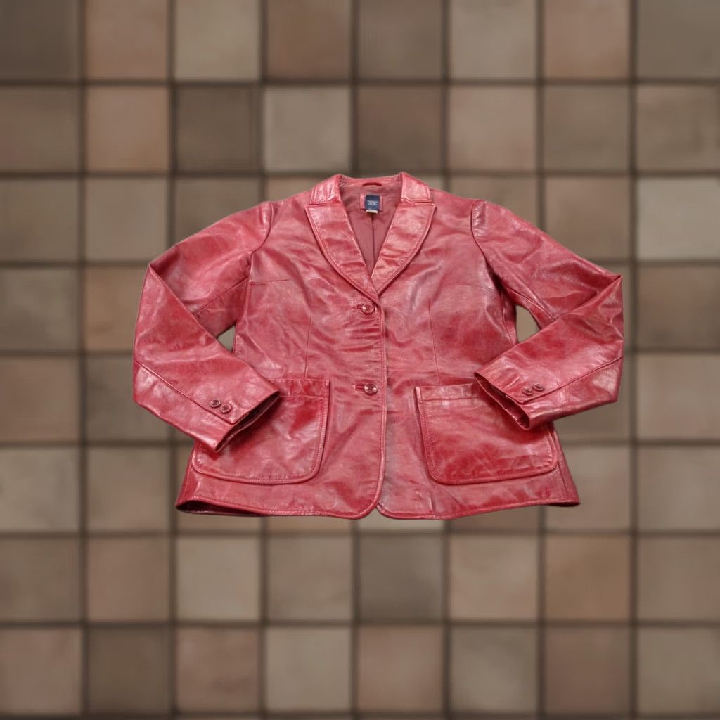 Gap VINTAGE Gap Jacket Womens S Red Leather Coat Biker Lined Windproof Pockets Casual Fall Spring Summer Winter Mens Womens Girls Boys Size S / US 4 / IT 40 - 1 Thumbnail