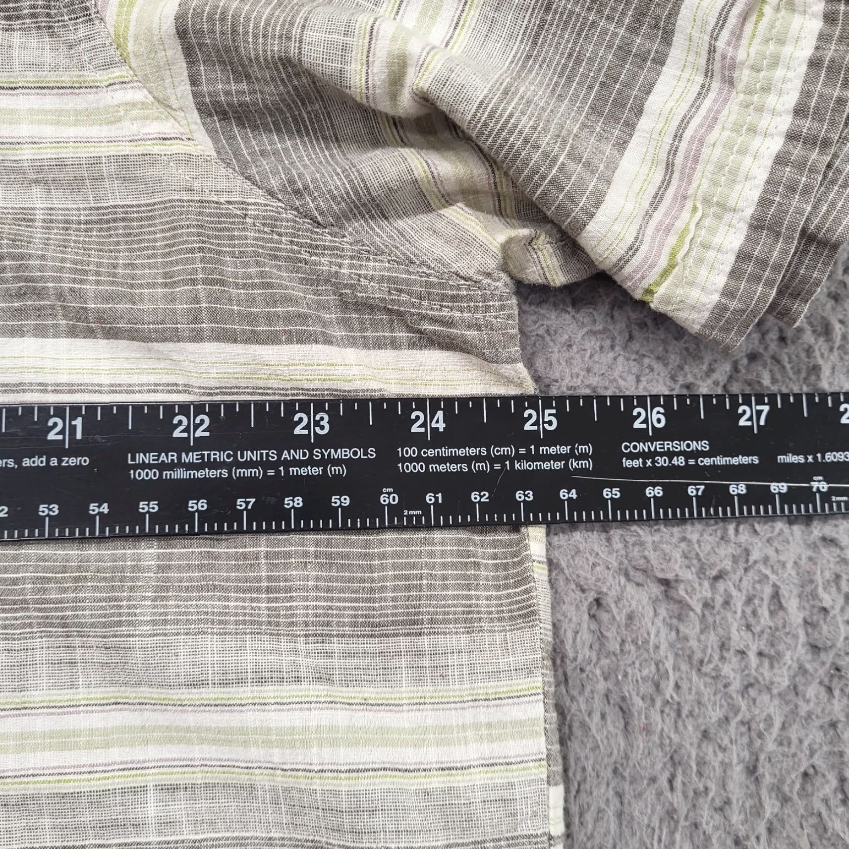 Vintage Columbia Shirt Men XL Gray/White/Lime Green Striped Cotton Button Down Shirt - Button-Up, Short Sleeve, Classic Outdoor Workwear Size US XL / EU 56 / 4 - 7 Thumbnail