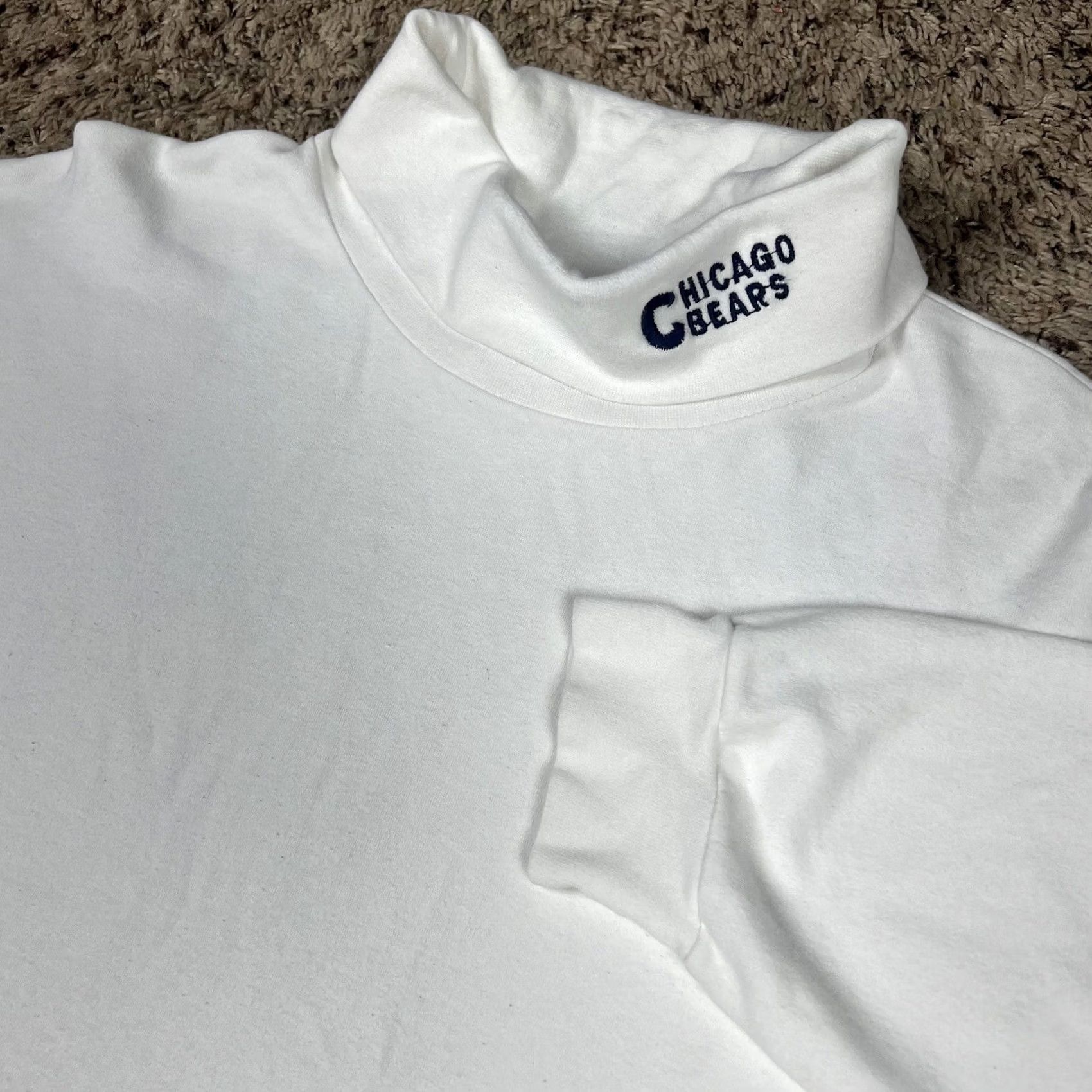 Logo Athletic VINTAGE Chicago Bears Turtleneck T-Shirt Logo Athletics Large Embroidered USA White 100% Cotton Mens L 90s NFL Size US L / EU 52-54 / 3 - 4 Thumbnail