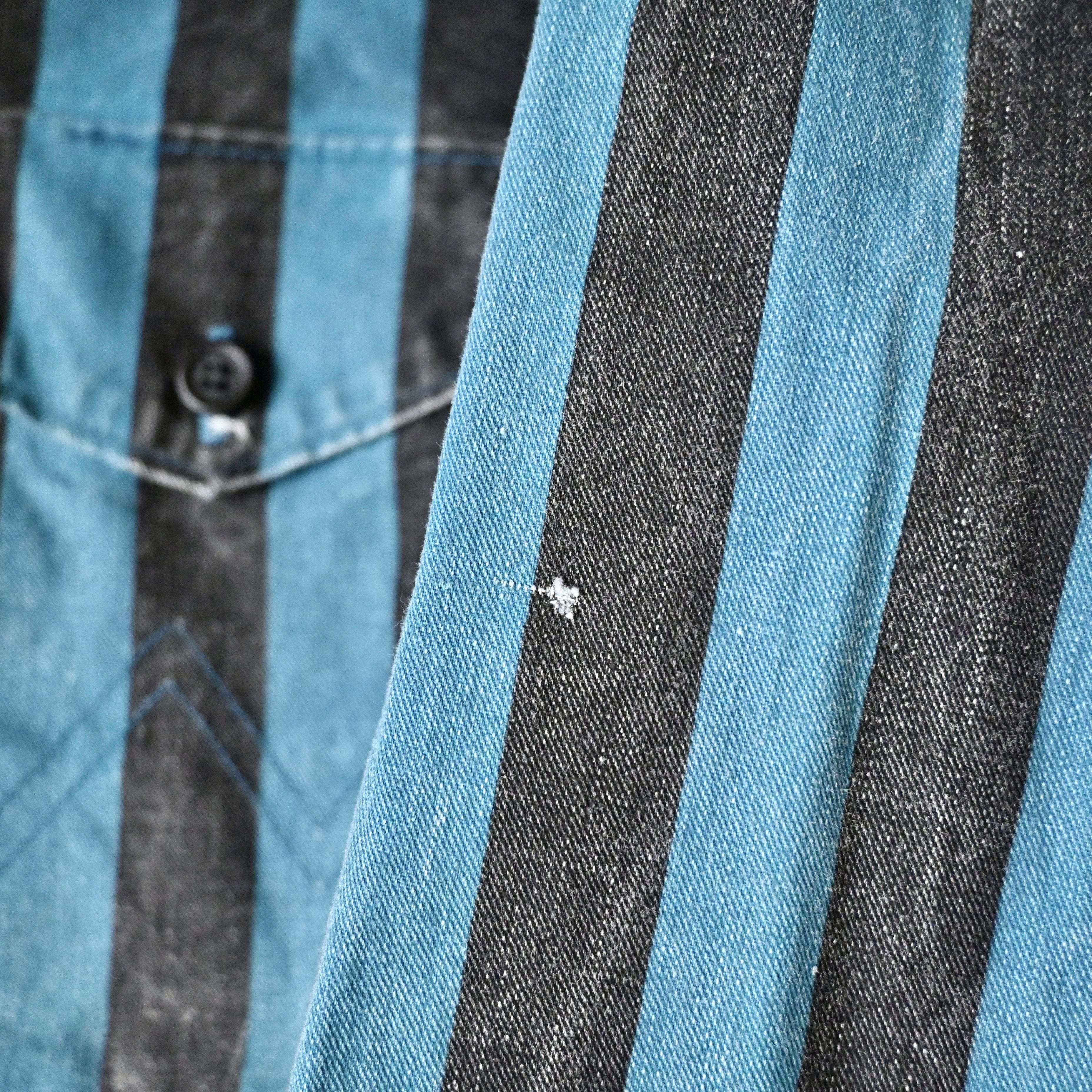 Vintage VTG Wrangler Brushpopper shirt BL x BK block stripe 17.5-35 Size US XL / EU 56 / 4 - 14 Thumbnail