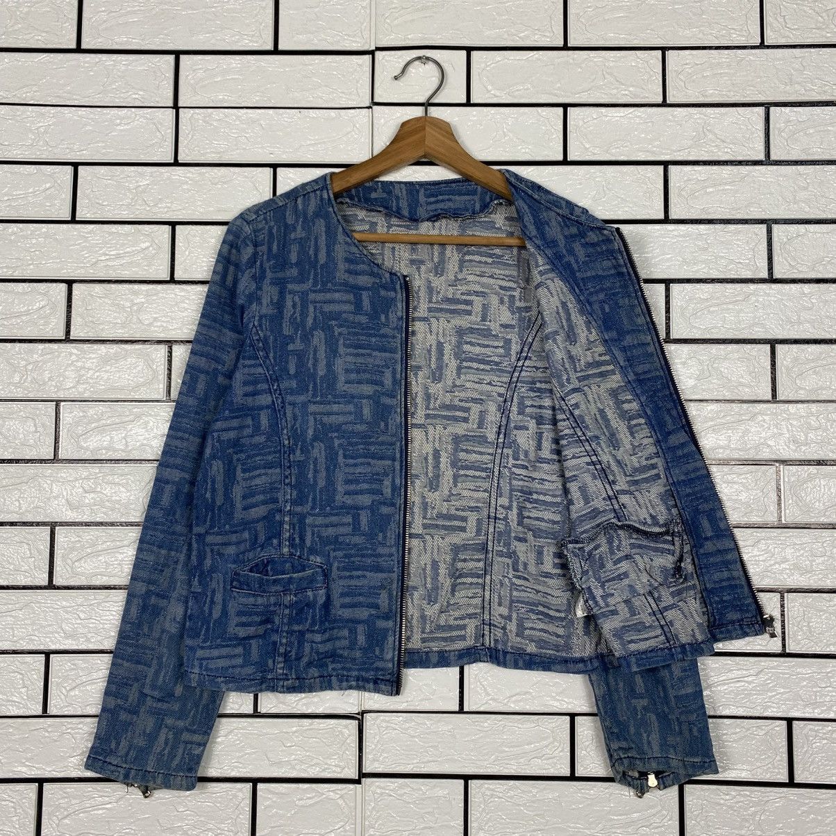 Japanese Brand Luchile Cropped Denim Zipper Jacket Biker Issey Miyake Size US M / EU 48-50 / 2 - 12 Thumbnail