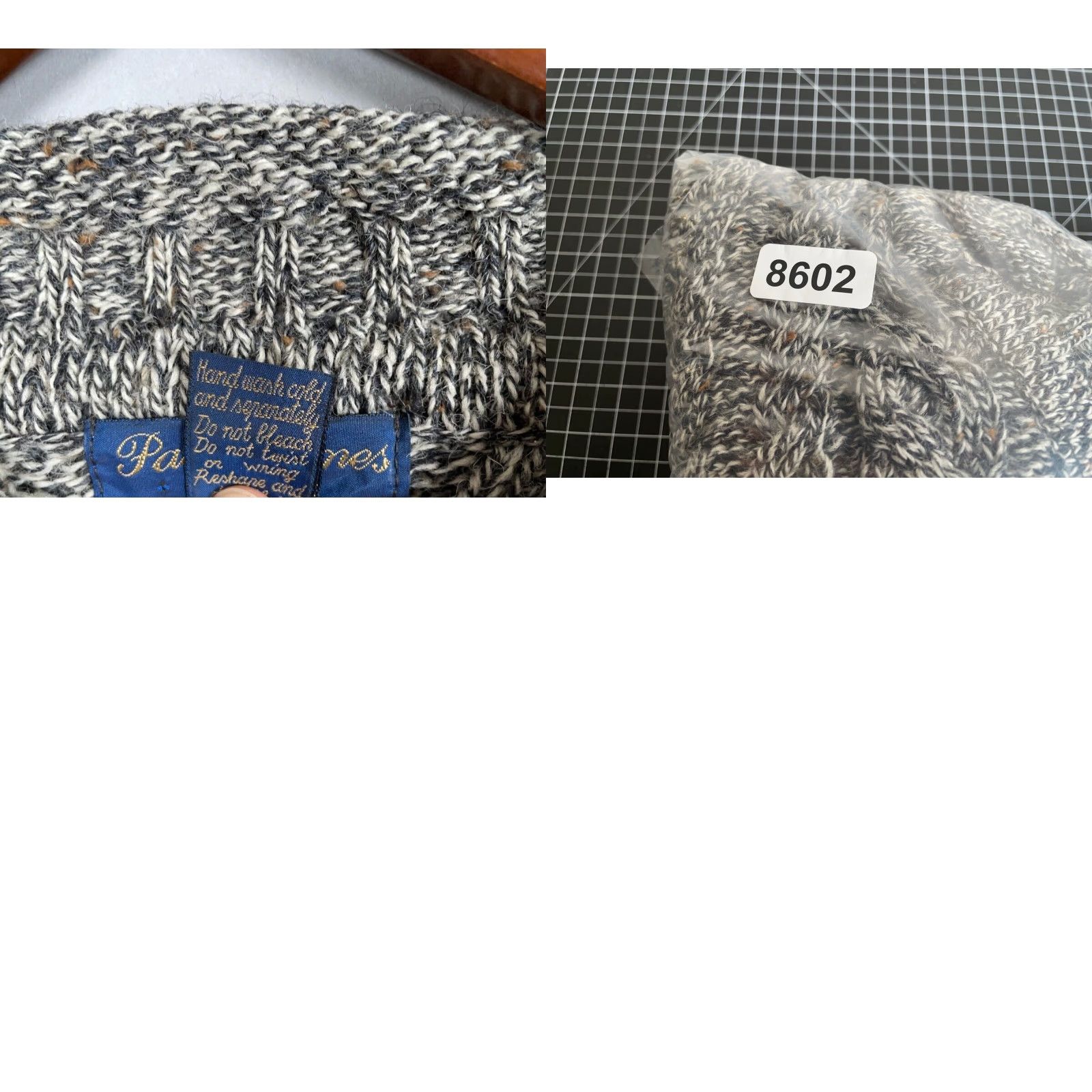 Paul James VINTAGE Paul James Pure Wool Sweater Mens Large Gray Cable Knit Shawl Collar England Size US L / EU 52-54 / 3 - 9 Thumbnail
