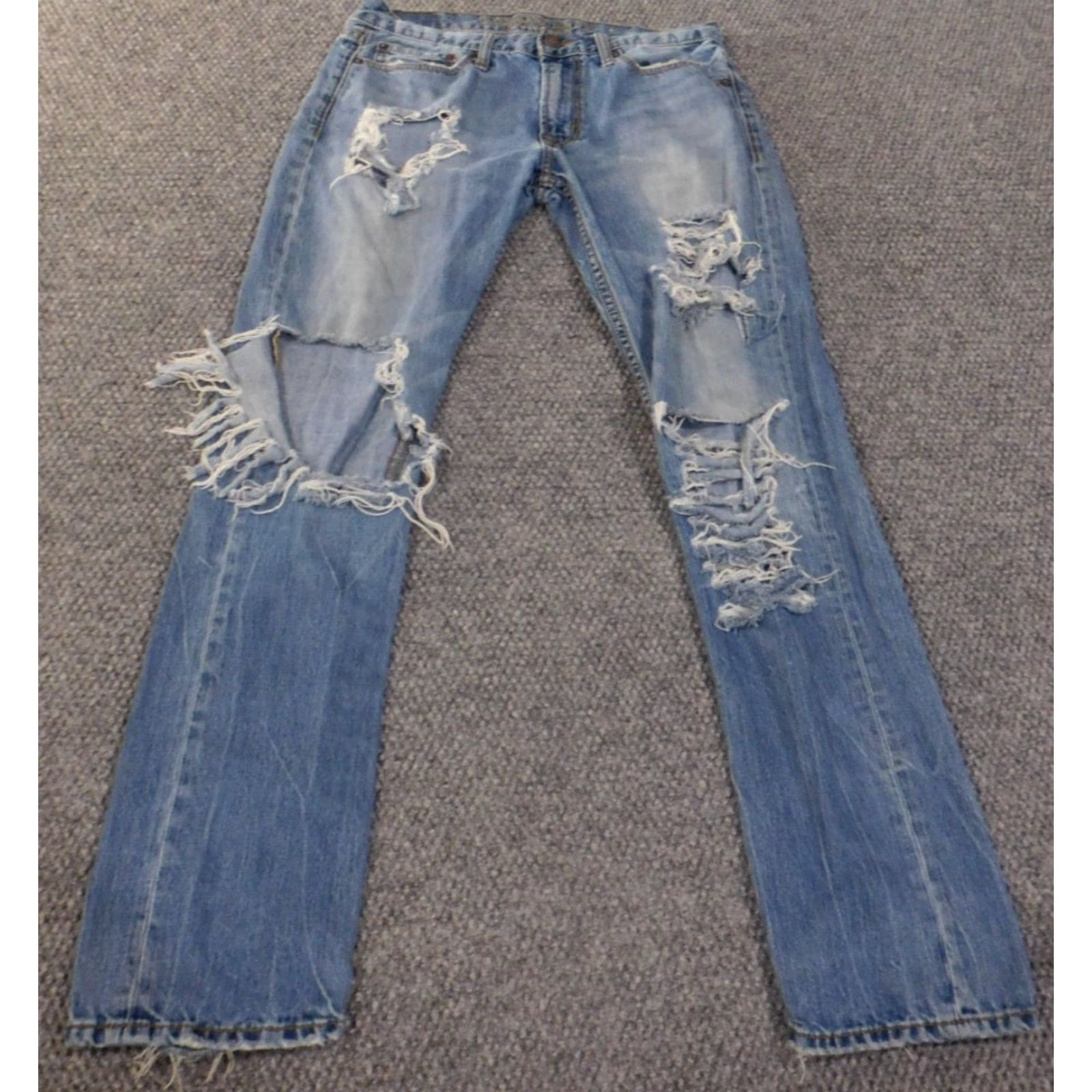 American Eagle Outfitters American Eagle Jeans Mens 30x32 Slim Blue Distressed Denim Retro Y2K Straight Waist 30 Inseam 32 In Size US 30 / EU 46 - 2 Thumbnail
