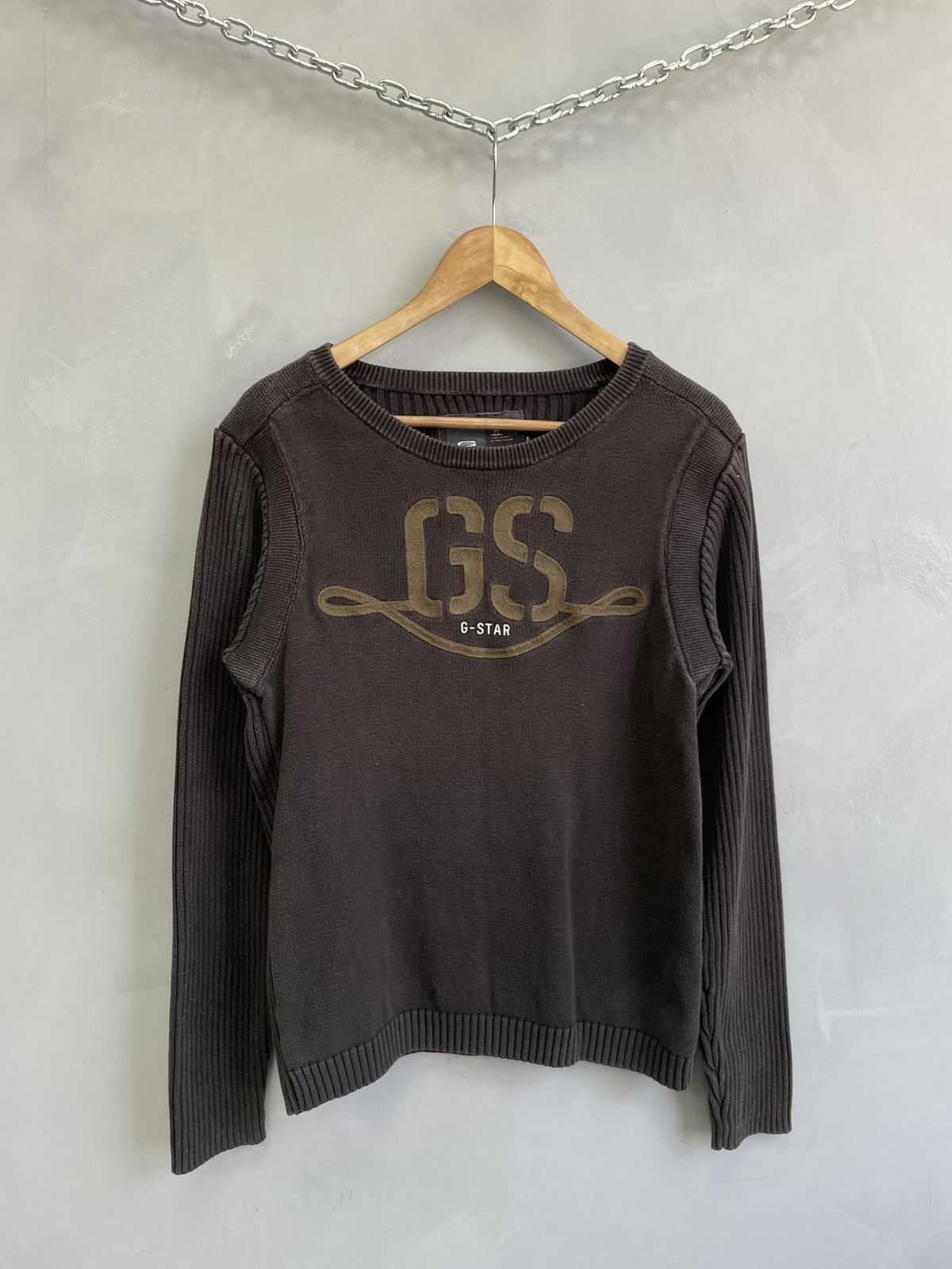G-Star Brown cotton g star raw big logo sweater y2k Size US L / EU 52-54 / 3 - 1 Thumbnail