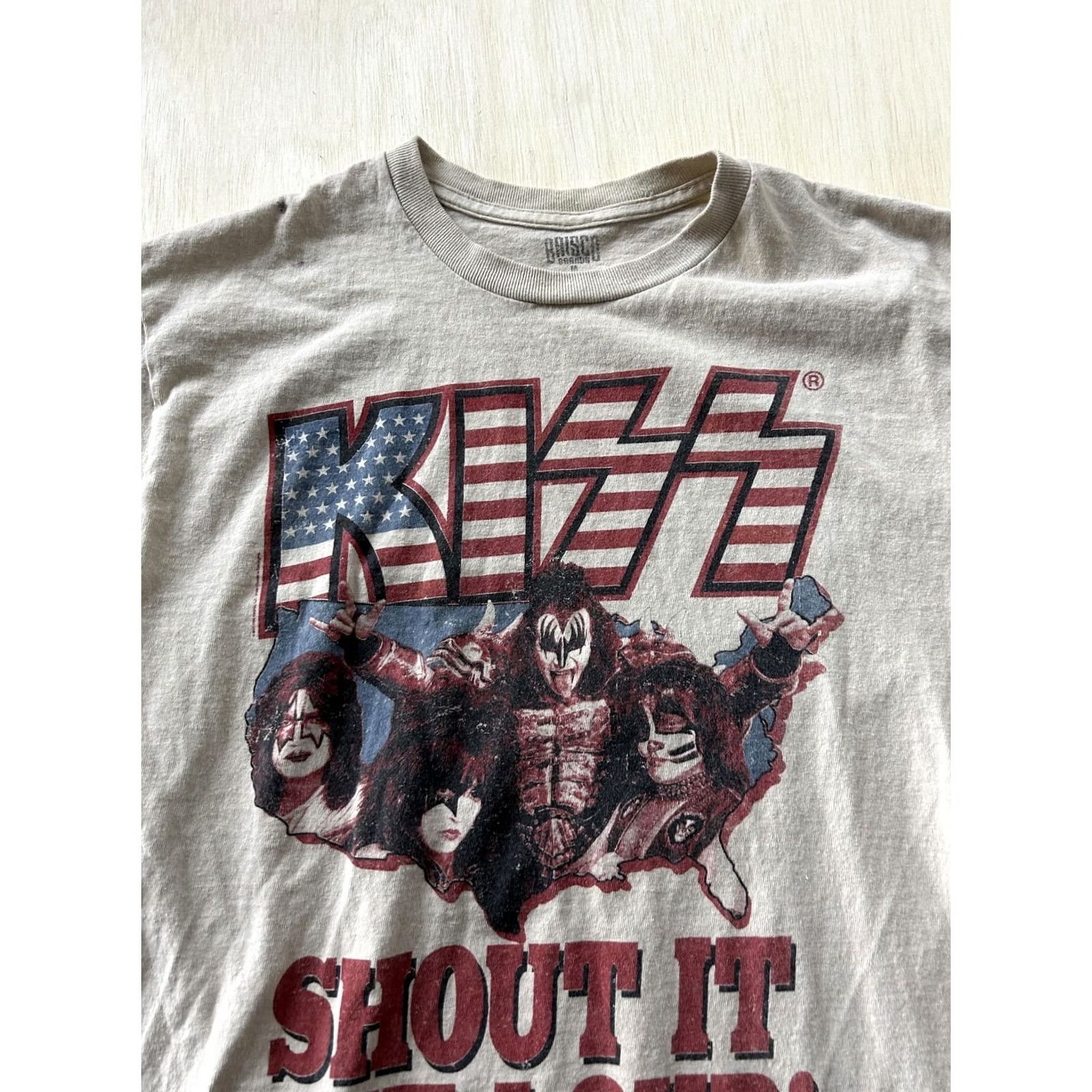 Bravado KISS Shout It Out Loud Shirt Mens Medium Beige Bravado USA Flag Tee Size US M / EU 48-50 / 2 - 2 Thumbnail