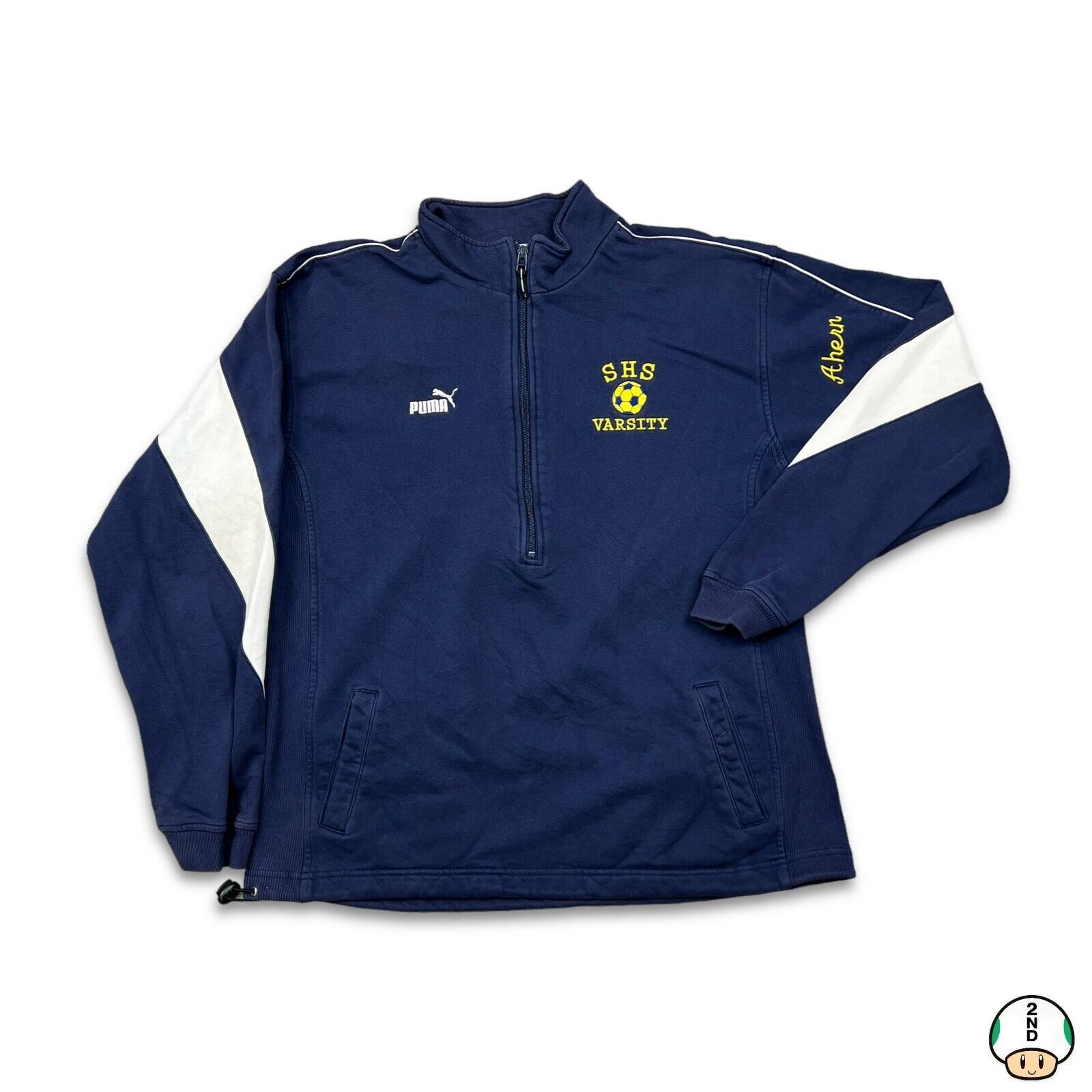 Puma × Vintage VTG Puma Sweatshirt Large Soccer Athleticwear 1/4 Zip 90s Size US L / EU 52-54 / 3 - 1 Thumbnail
