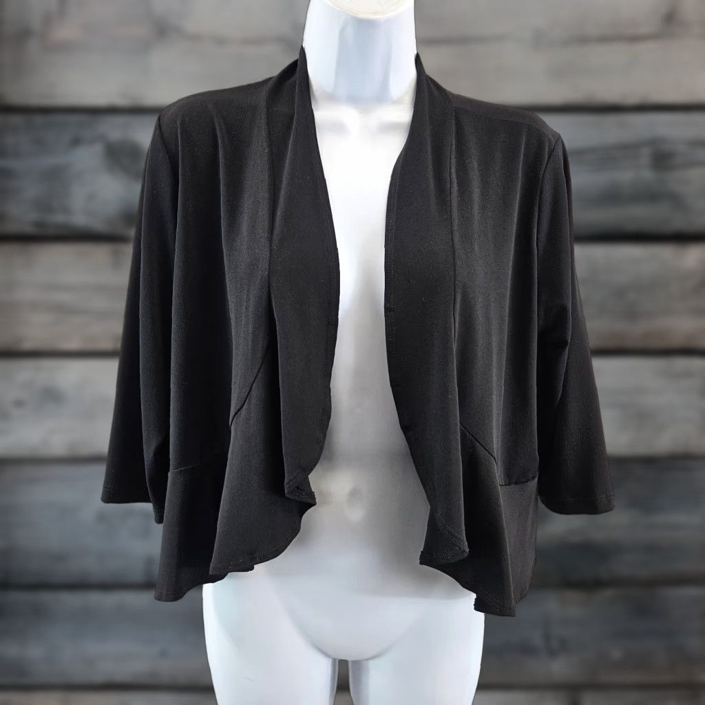 Vintage Clara Sun Woo Womens Cardigan Sz Medium Solid Black 3/4 Sleeve Open Front Size M / US 6-8 / IT 42-44 - 1 Thumbnail