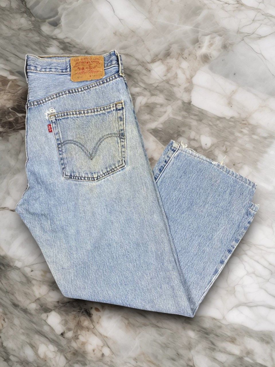 Levi's vintage levis 501 lightwash distressed denim nice design Size US 35 - 1 Thumbnail