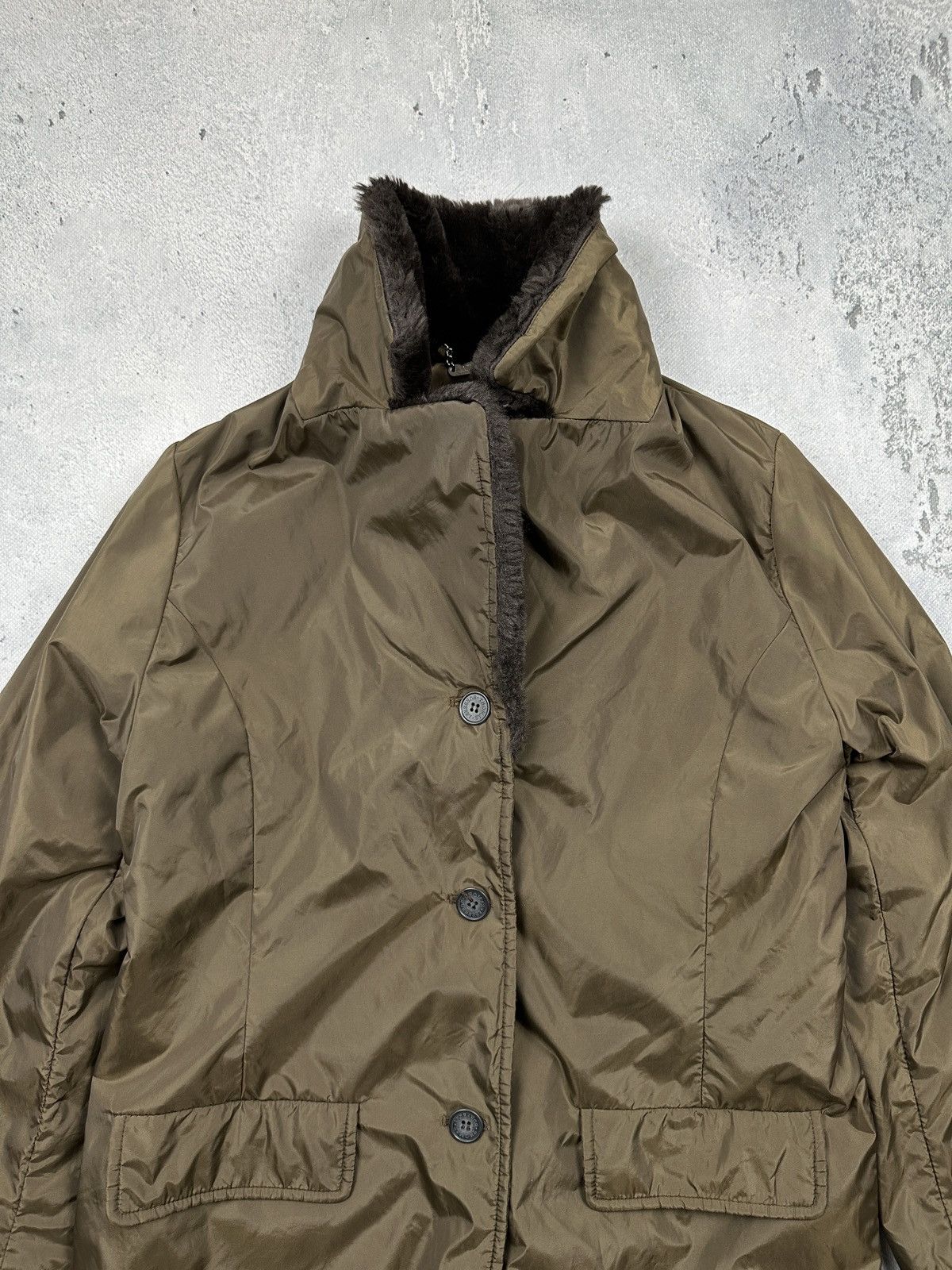 Burberry Vintage Thomas Burberry 80s Faux Fur Collar Long Padded Coat Size XL / US 12-14 / IT 48-50 - 8 Thumbnail