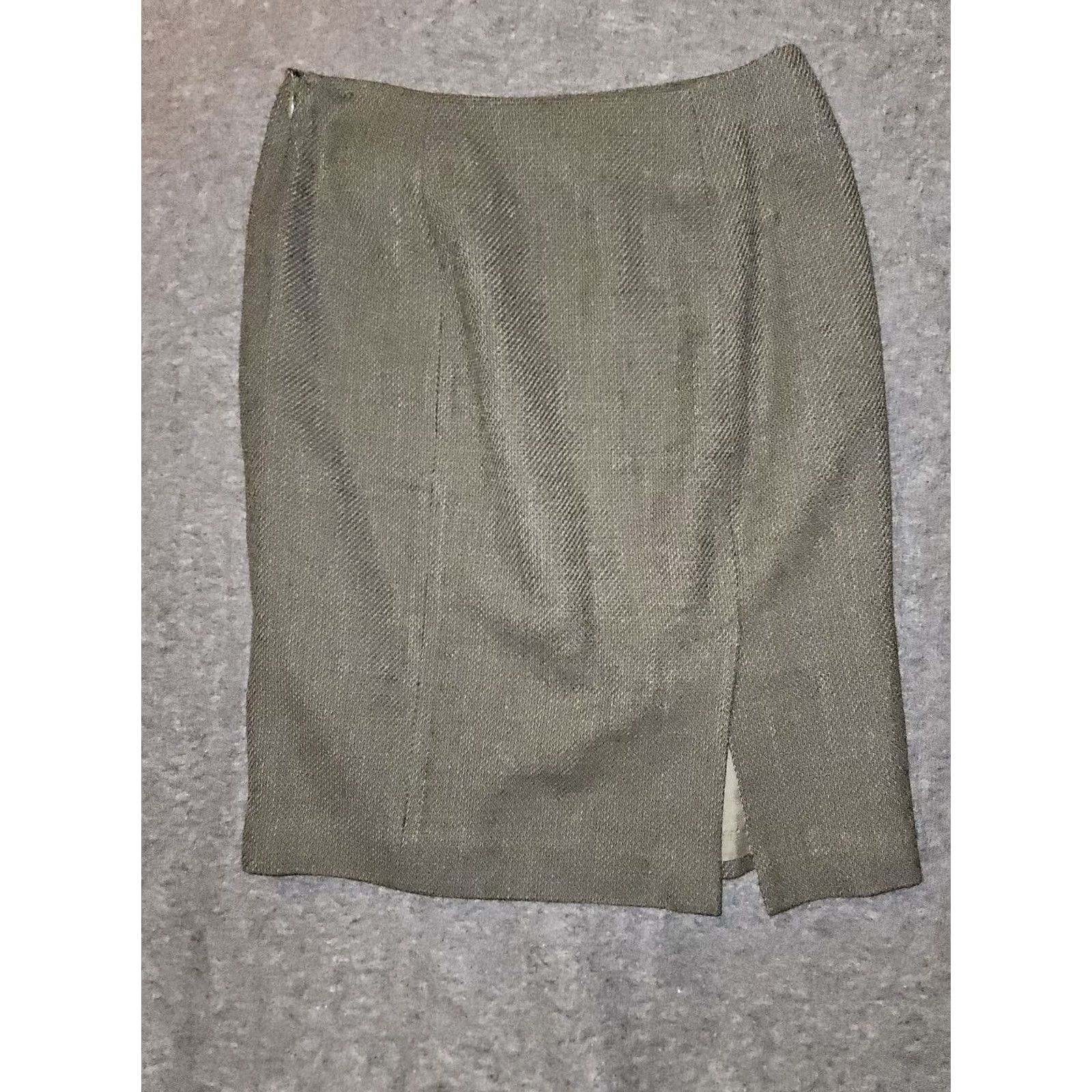 Ann Taylor VINTAGE Ann Taylor Wool Pencil Skirt Women's 6P Olive Lined Slit Side Zipper Workwear Size 28" / US 6 / IT 42 - 6 Thumbnail