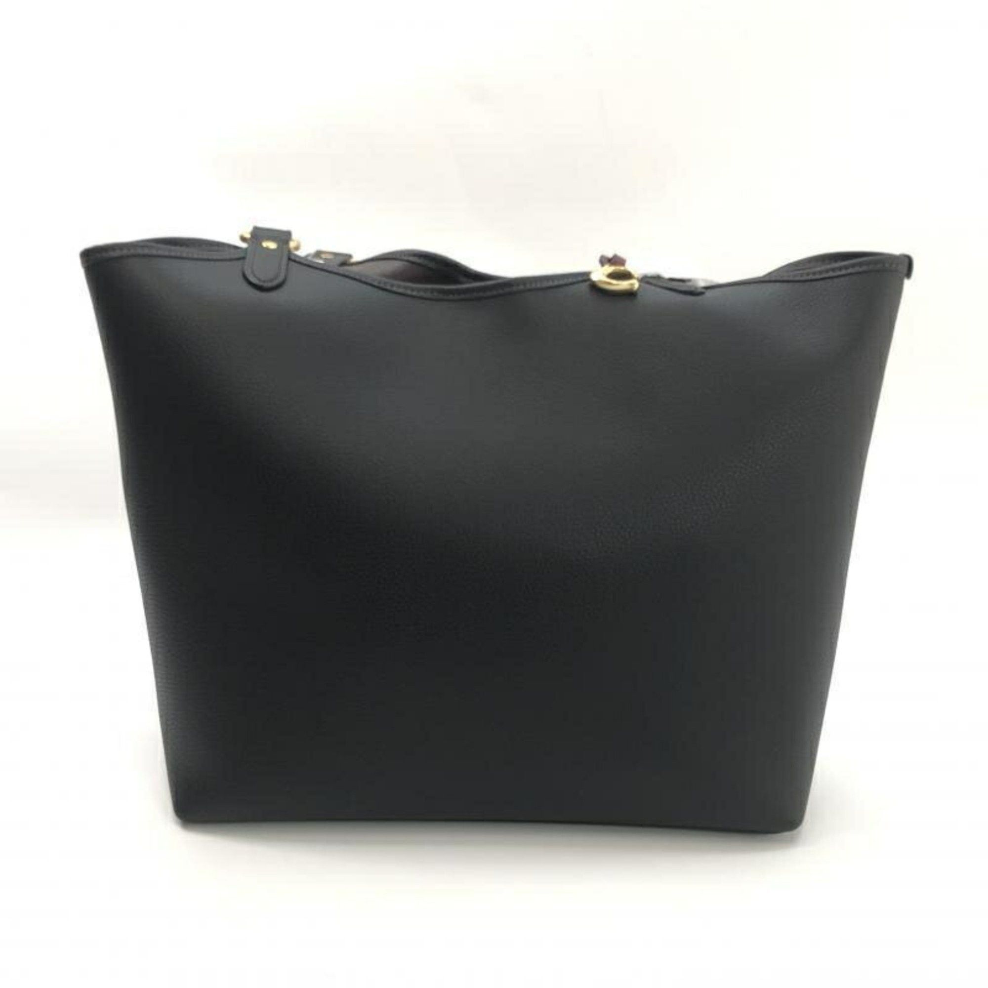 image of Coach Olished Pebble Leather Everyday Toto Tote Bag in Black, Women's