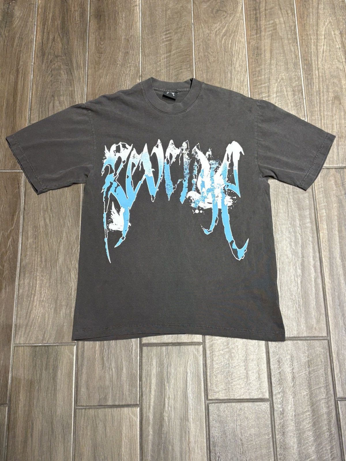 REVENGE “GRAFFITI DOVE” TSHIRT - SIZE XL - (WASHED BLACK)