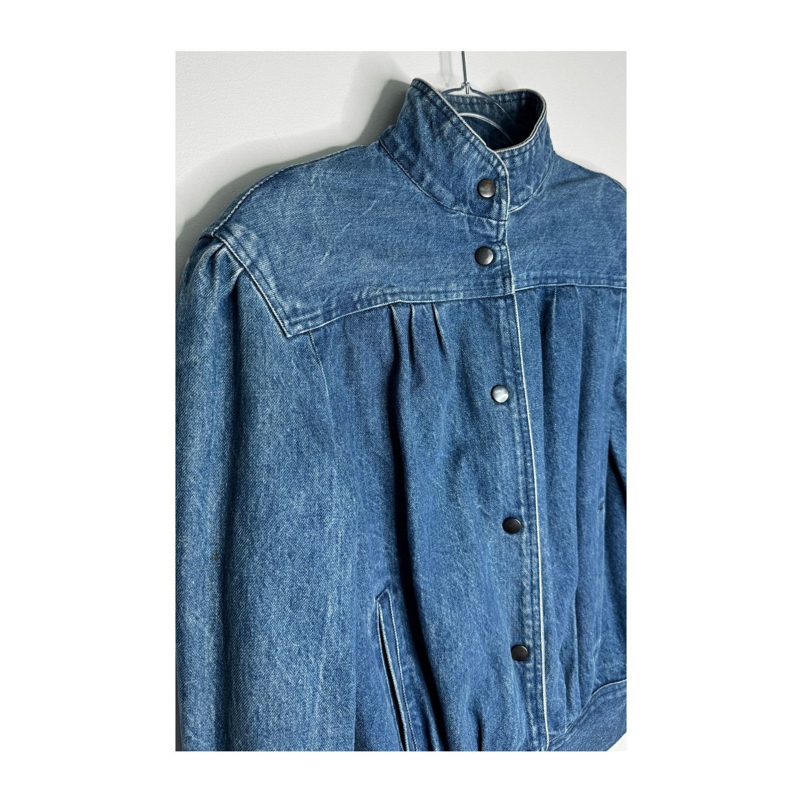 Vintage 1980s Vintage Denim Puff Sleeve Bomber Jacket Women’s Medium Size M / US 6-8 / IT 42-44 - 6 Thumbnail