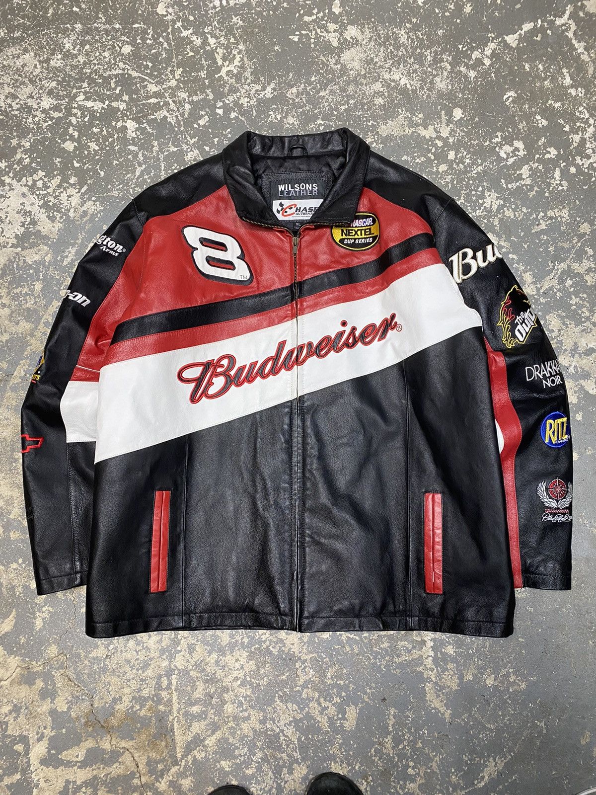 Vintage Vintage Budweiser NASCAR Leather Racing Jacket | Grailed
