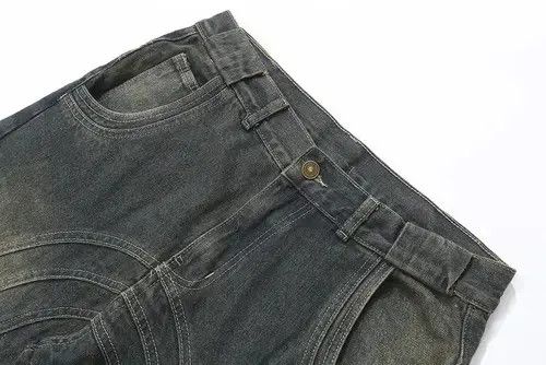 Japanese Brand × Jean #35 Vintage Painted Circle Striped Straight Flared Baggy Size US 32 / EU 48 - 3 Thumbnail