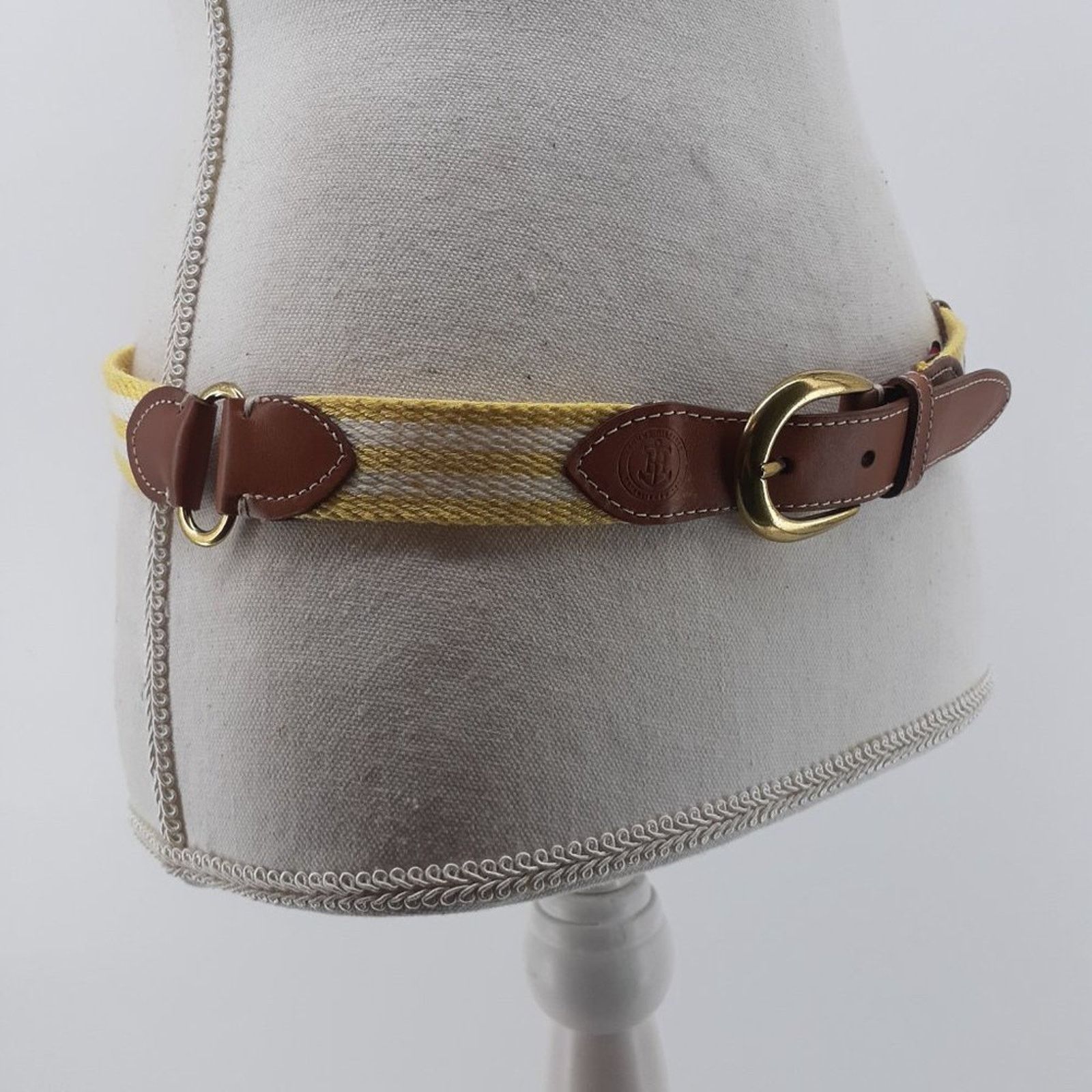 Tommy Hilfiger Tommy Hilfiger Striped Hub Yellow White Brown Leather Cotton Size ONE SIZE - 13 Thumbnail