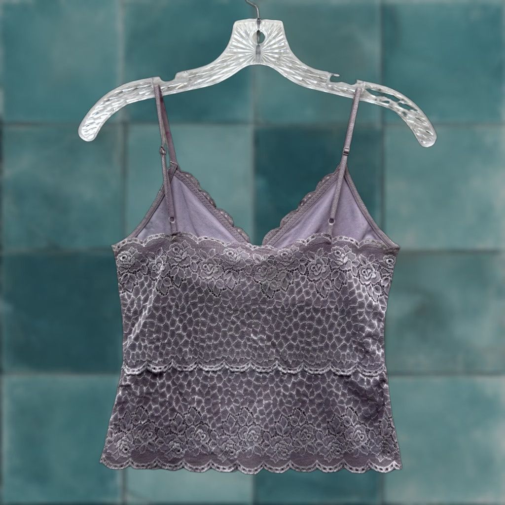 Bebe VINTAGE bebe Camisole Top S Purple Lace Boho Grunge Whimsigoth Y2K Fairy Shirt Womens Size S / US 4 / IT 40 - 1 Thumbnail