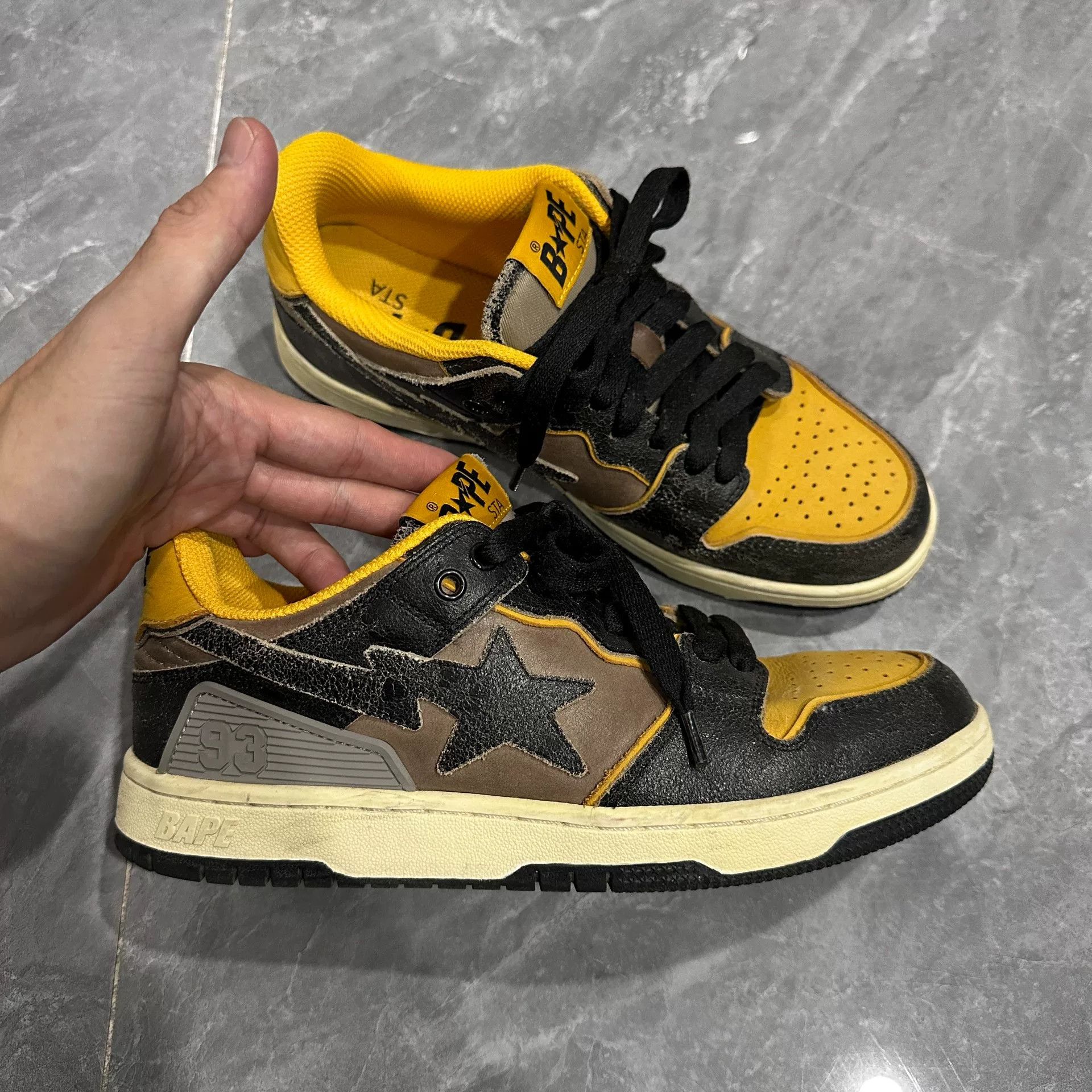 Bape BAPE STA SK8 Yellow Brown Skate Sneakers Size US 7 / EU 40 - 1 Thumbnail