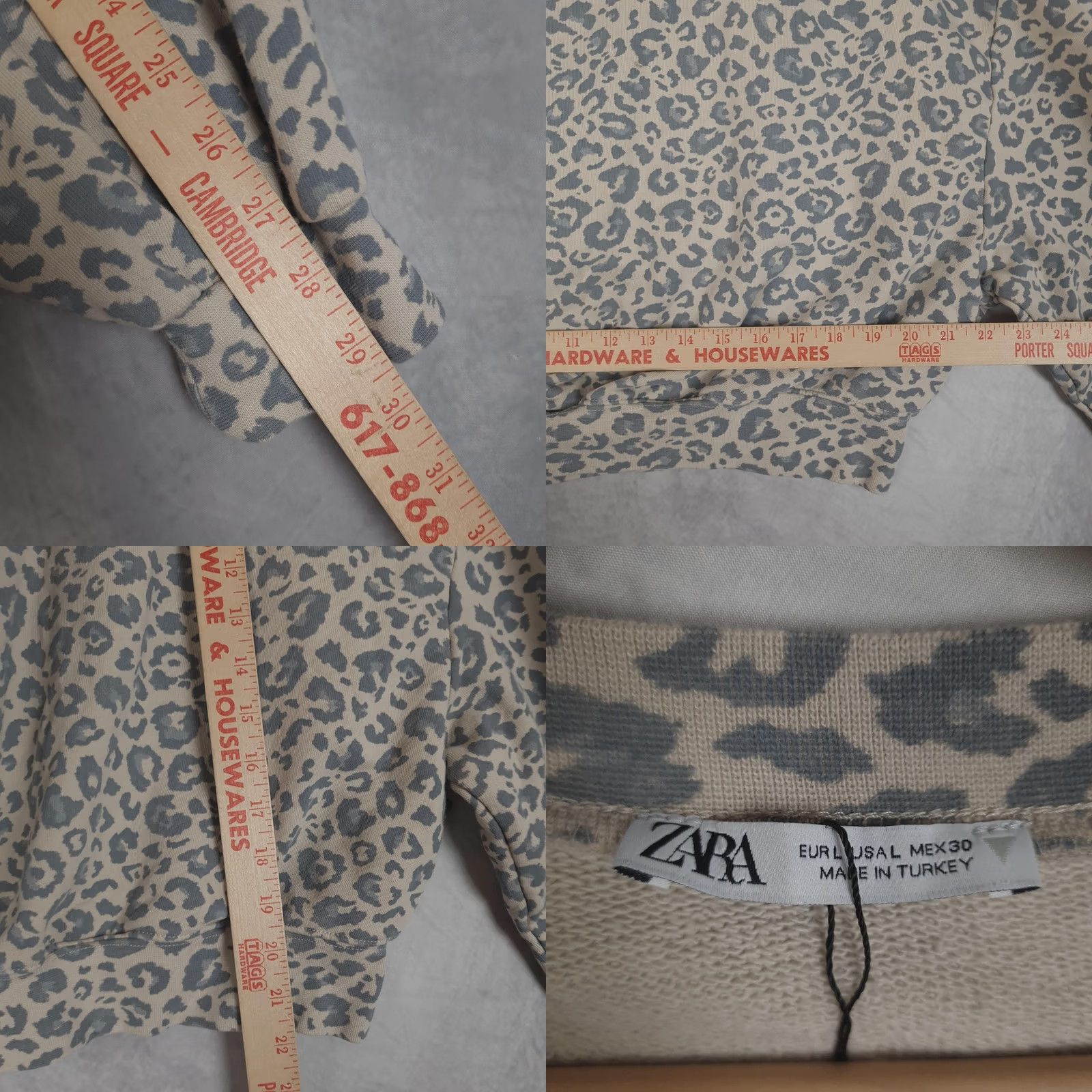 Zara Zara Sweatshirt Womens L Beige Leopard Print Pullover Knit Crew Neck Casual All Seasons Relaxed Fit Wool? No, Cotton, Polyester Size L / US 10 / IT 46 - 10 Thumbnail