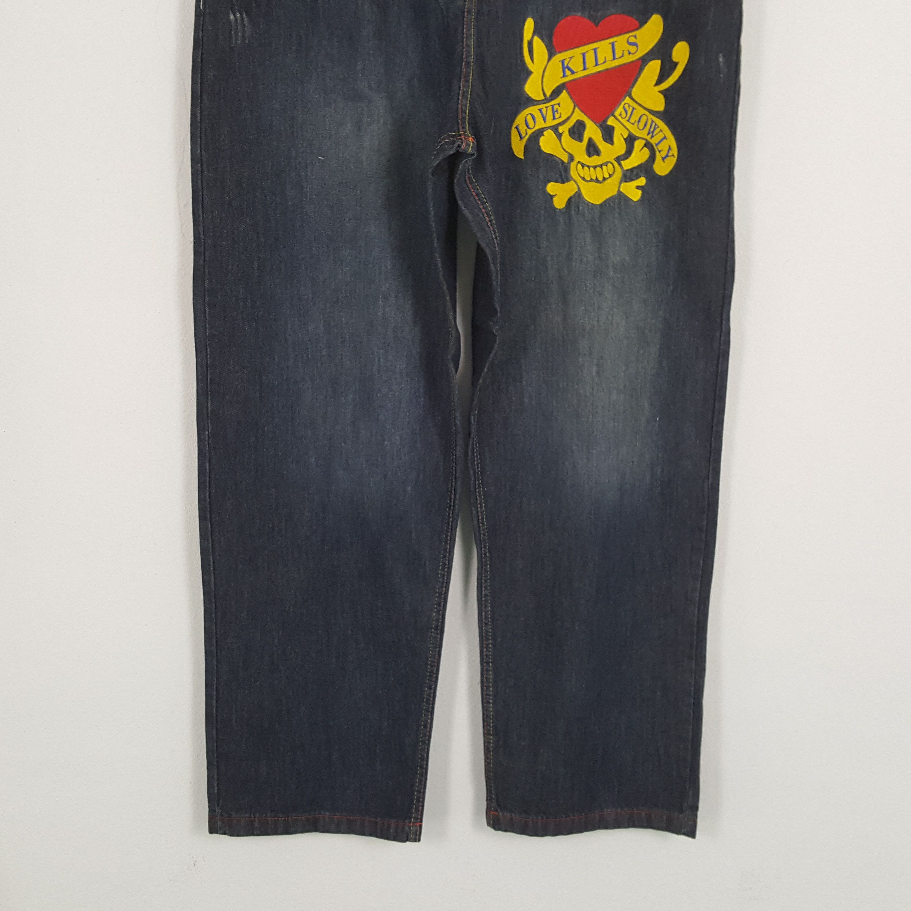 Christian Audigier × Ed Hardy × Vintage ED HARDY Fashion Designer Brand Custom Art Jeans Size US 43 - 6 Thumbnail