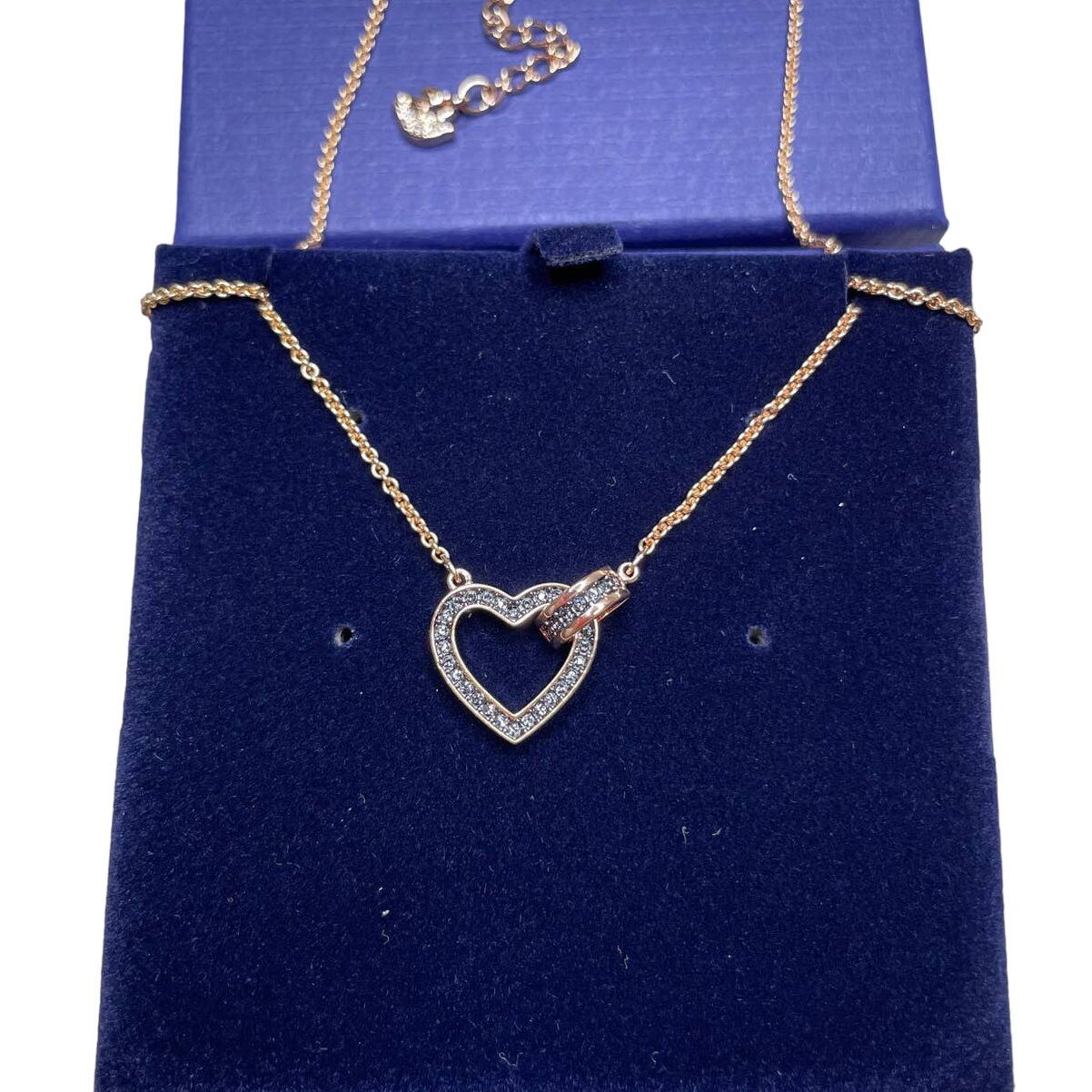 Swarovski Swarovski Lovely Dark Gray Crystal Heart Rose Gold Necklace Size ONE SIZE - 6 Thumbnail