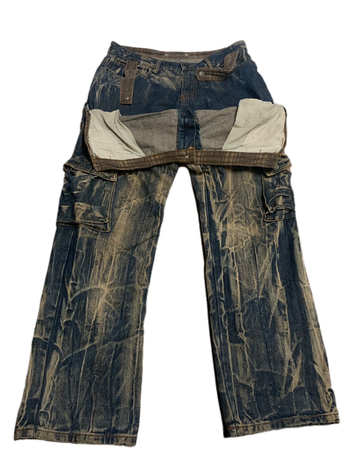 RUSTY LEVIS CARGO CUSTOM DOUBLE WAIST PUNK DESIGNER INSPIRED
