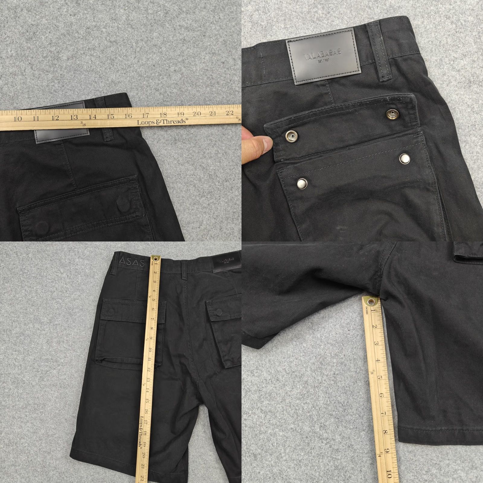 Vintage Valabasas Cargo Shorts Mens 32 Black Floral Rhinestone Canvas Streetwear Pockets Size US 32 / EU 48 - 8 Thumbnail