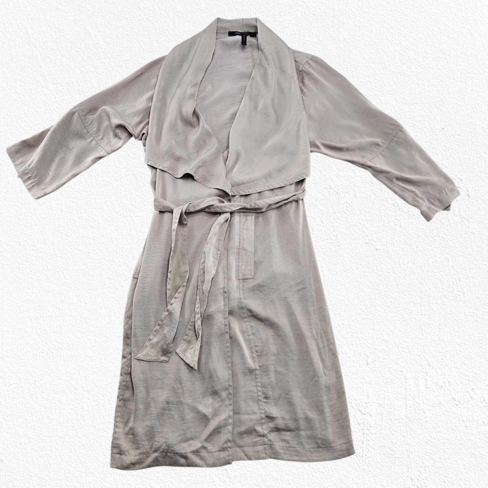 Bcbgmaxazria BCBGmaxazria Beige Trench Wrap Dress Belted XS EUC Size XS / US 0-2 / IT 36-38 - 4 Thumbnail