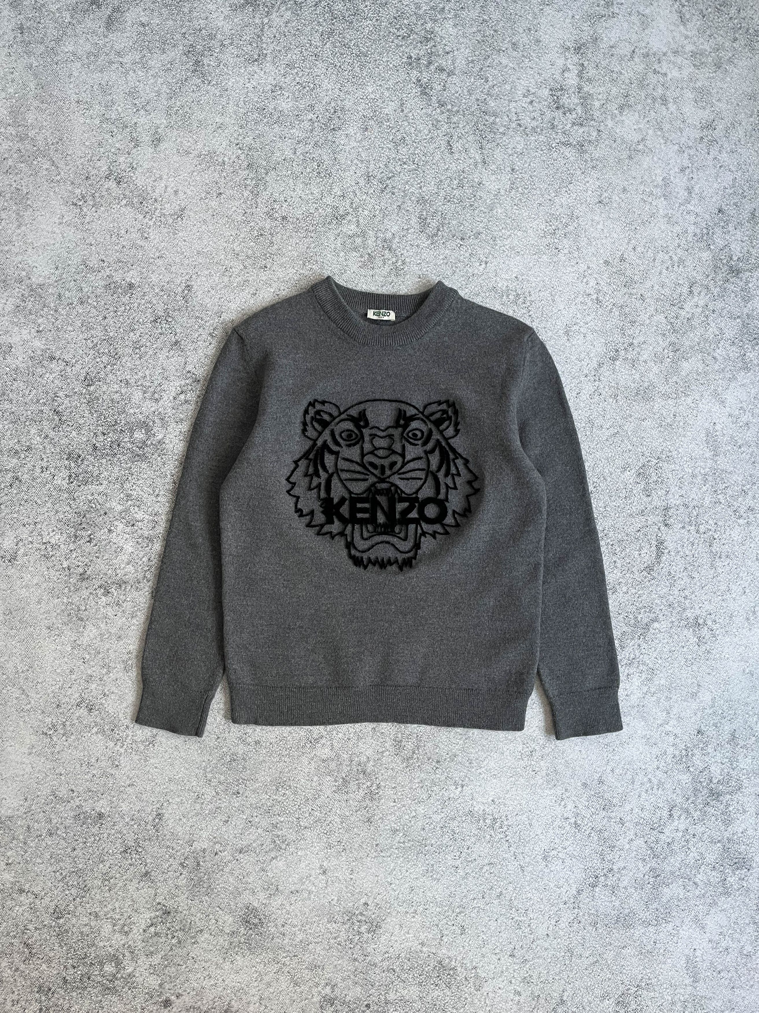 Image of Kenzo Wool Tiger Sweater in Grey, Men's (Size Small)