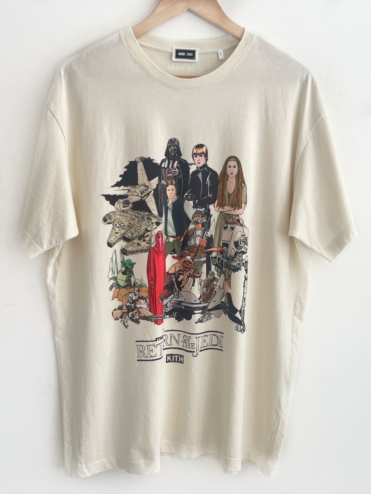 image of Kith x Star Wars Illustration Vintage Tee in Beige, Men's (Size XL)