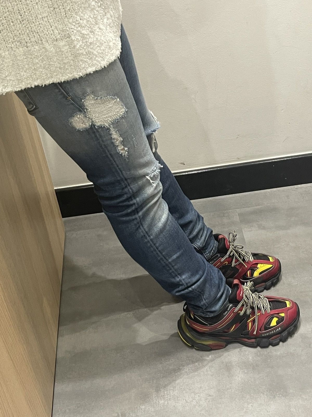 Diesel Diesel SLEENKER Distressed Multi Indigo Denim Pants Size US 31 - 7 Thumbnail