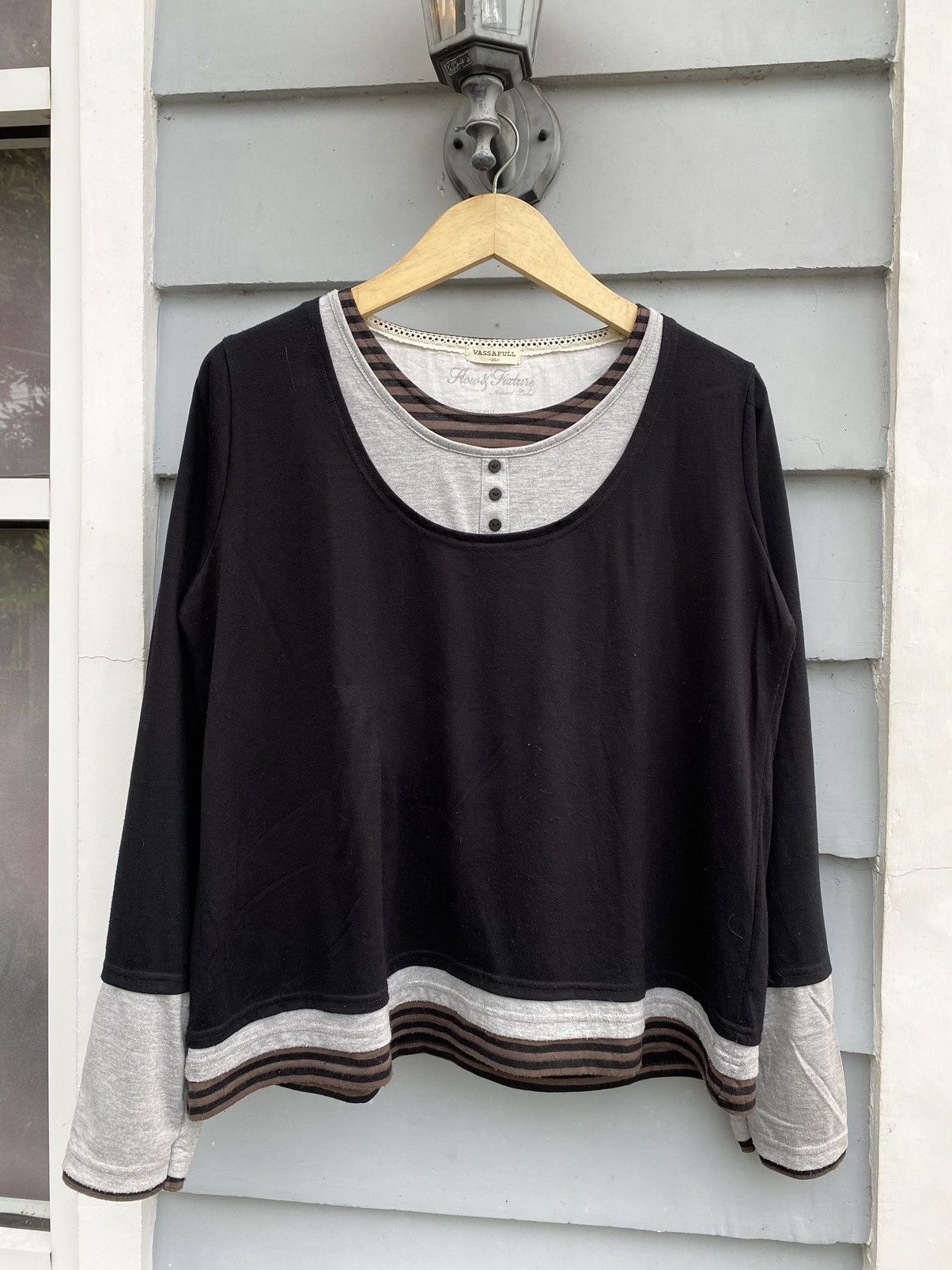 If Six Was Nine Vassafull Tripple Layer Stripes Nature Label Longsleeve Size XXL / US 16-18 / IT 52-54 - 1 Thumbnail