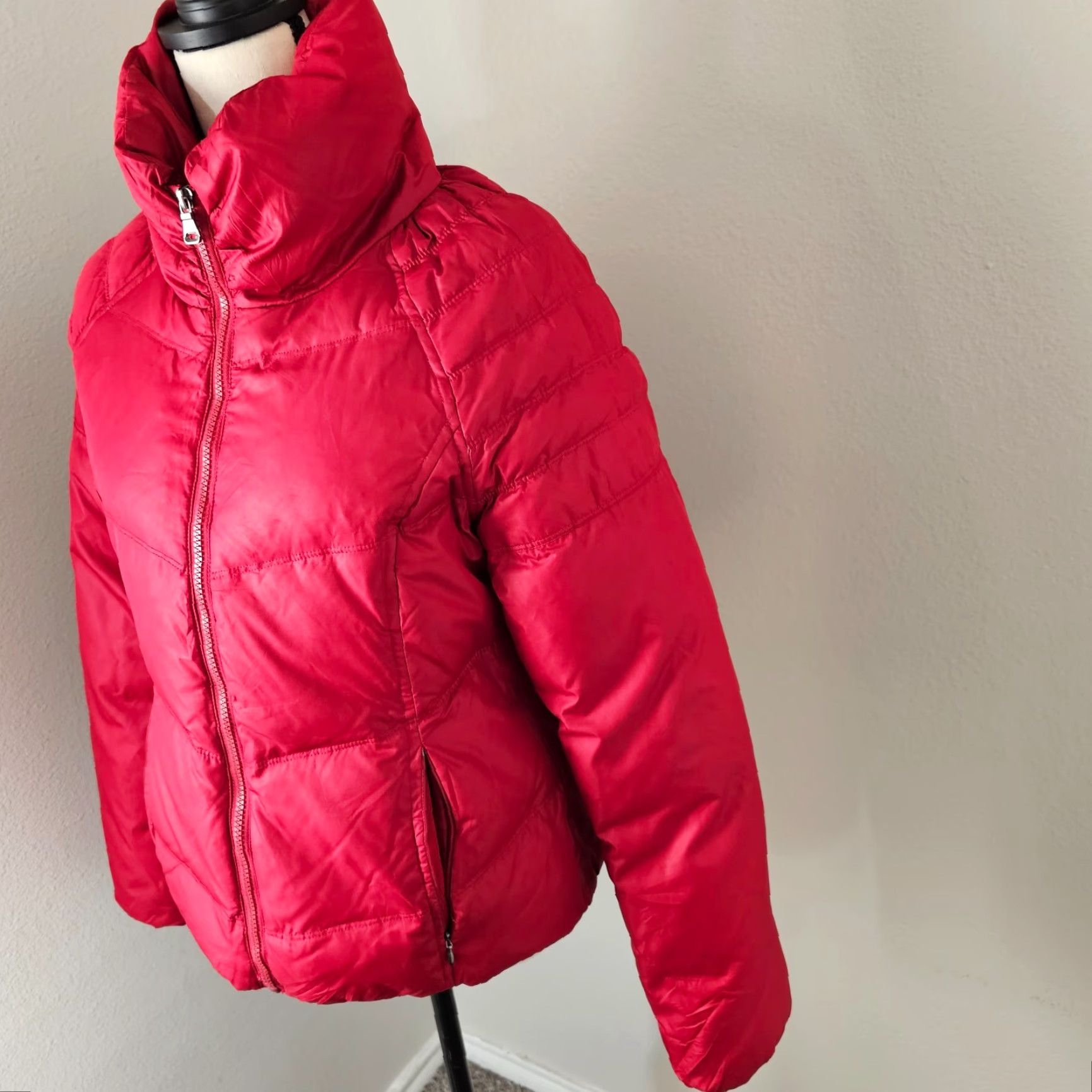 Vintage Moda International Red Down Puffer Jacket Size M Warm Soft Casual Winter Size M / US 6-8 / IT 42-44 - 2 Thumbnail