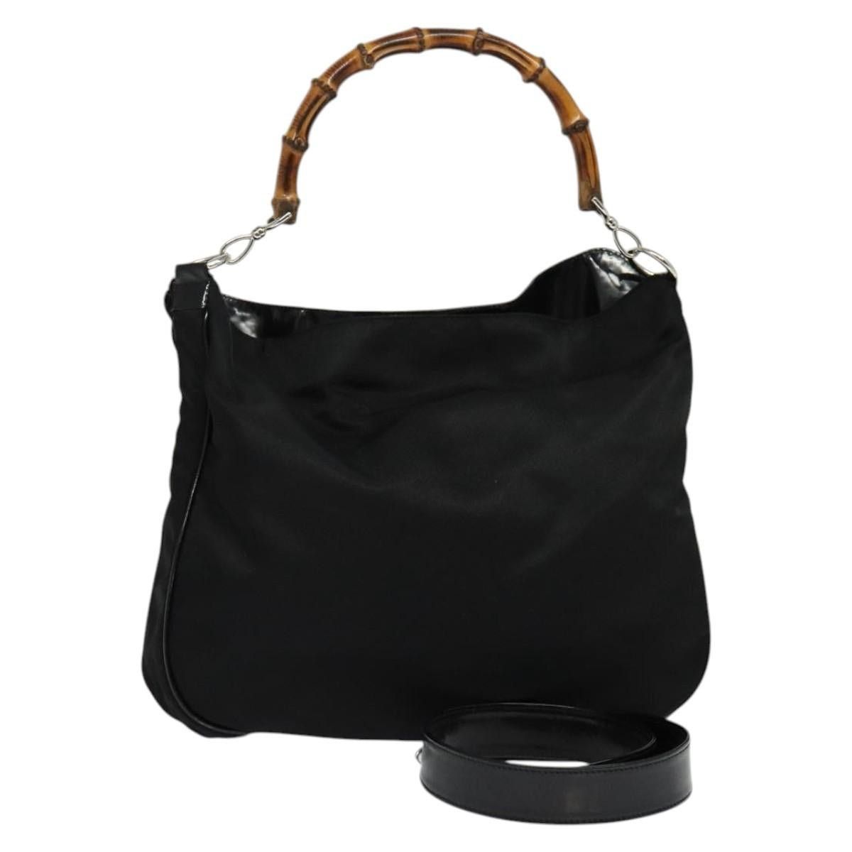 Gucci GUCCI Bamboo Hand Bag Nylon Black Silver 001 2404 001 2404 Size ONE SIZE - 1 Thumbnail