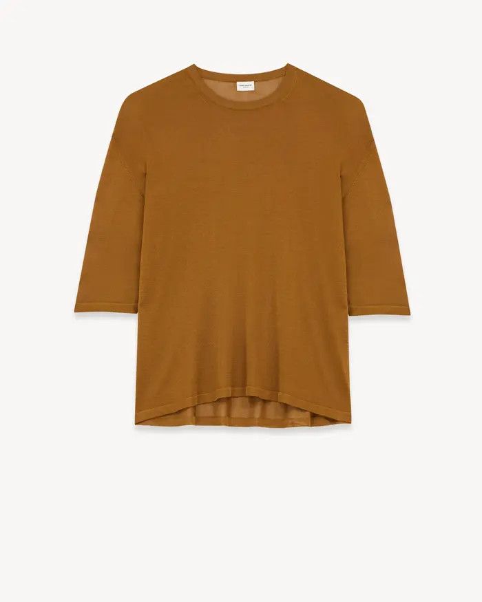 Saint Laurent Paris o1bcso1str0625 T-Shirt In Knit in Brown Size US XS / EU 42 / 0 - 1 Preview
