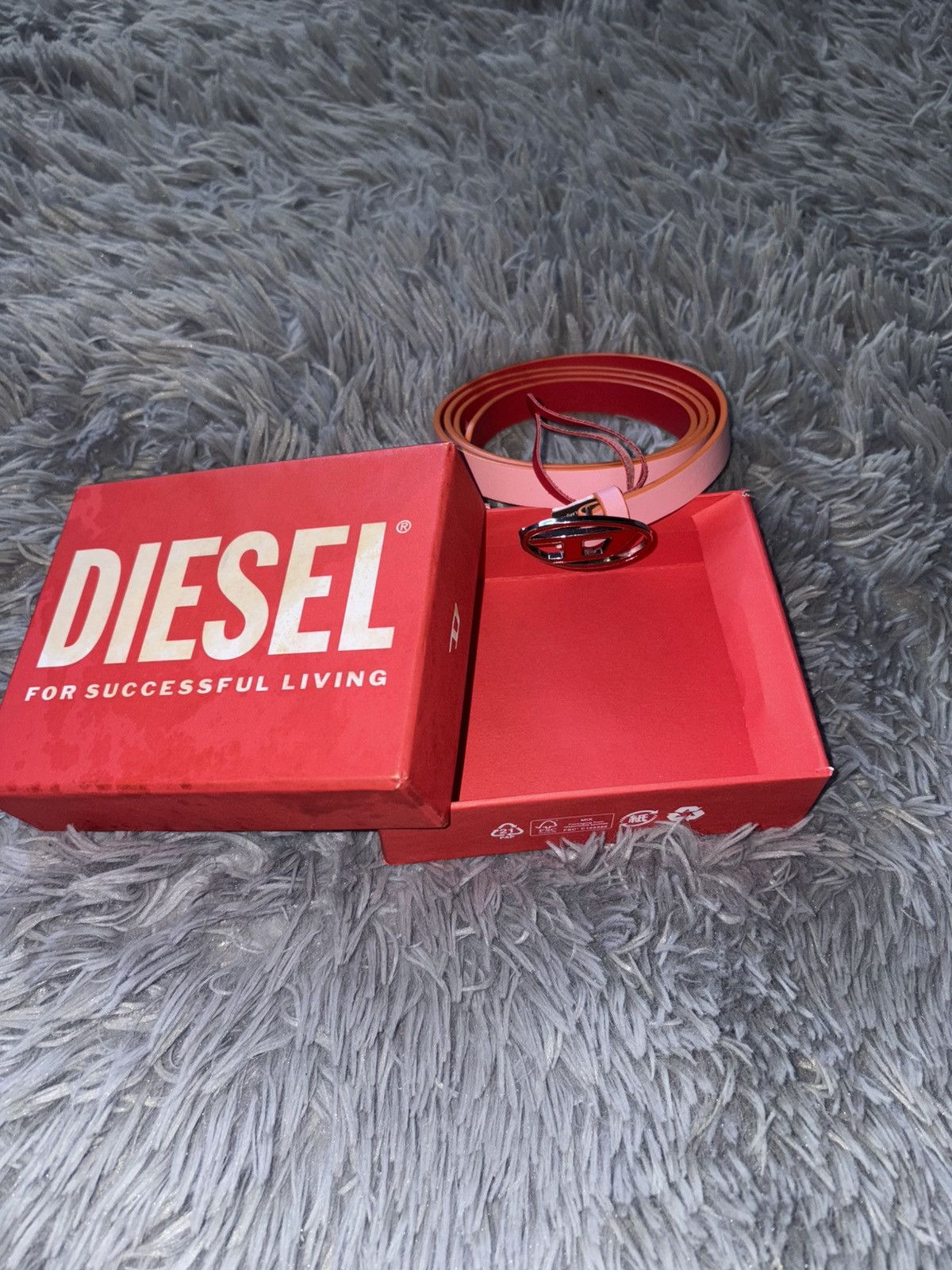 Diesel Diesel D logo Leather Belt- pink/red- size 36 Size ONE SIZE - 1 Thumbnail