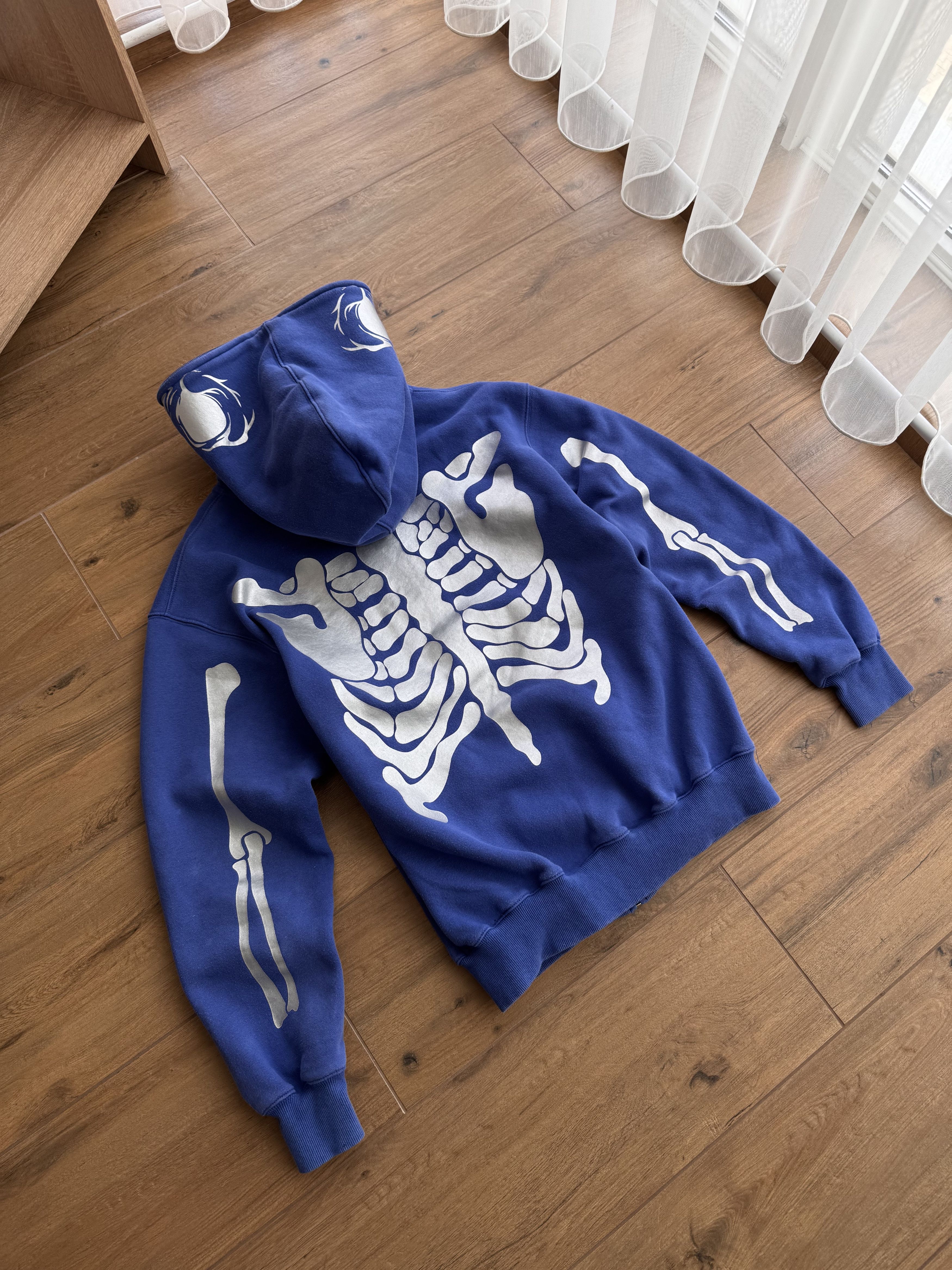 Japanese Brand × Vintage Vintage Kanye West Style Full Zip Skeleton Blue Hoodie Size US M / EU 48-50 / 2 - 13 Thumbnail