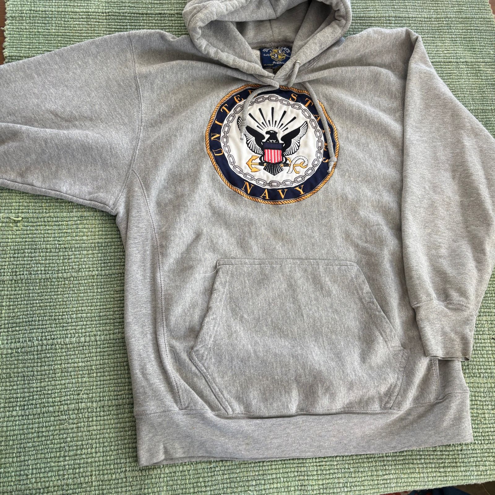 Steve And Barrys × Vintage Vintage US Navy Gray Embroidered Reverse Weave Style Hoodie Size US M / EU 48-50 / 2 - 7 Thumbnail