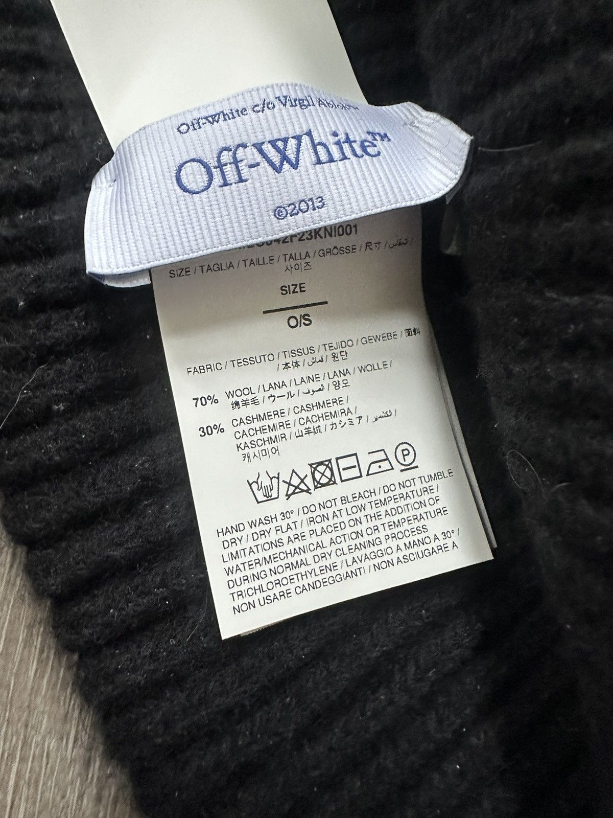 Off-White Off White Black Beanie Cashmere Wool Spellout Size ONE SIZE - 3 Thumbnail