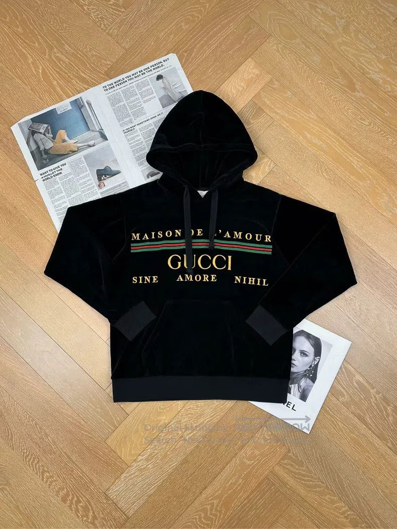 Gucci Gucci Logo letter embroidery printed hooded pullover velve Size US XS / EU 42 / 0 - 1 Thumbnail