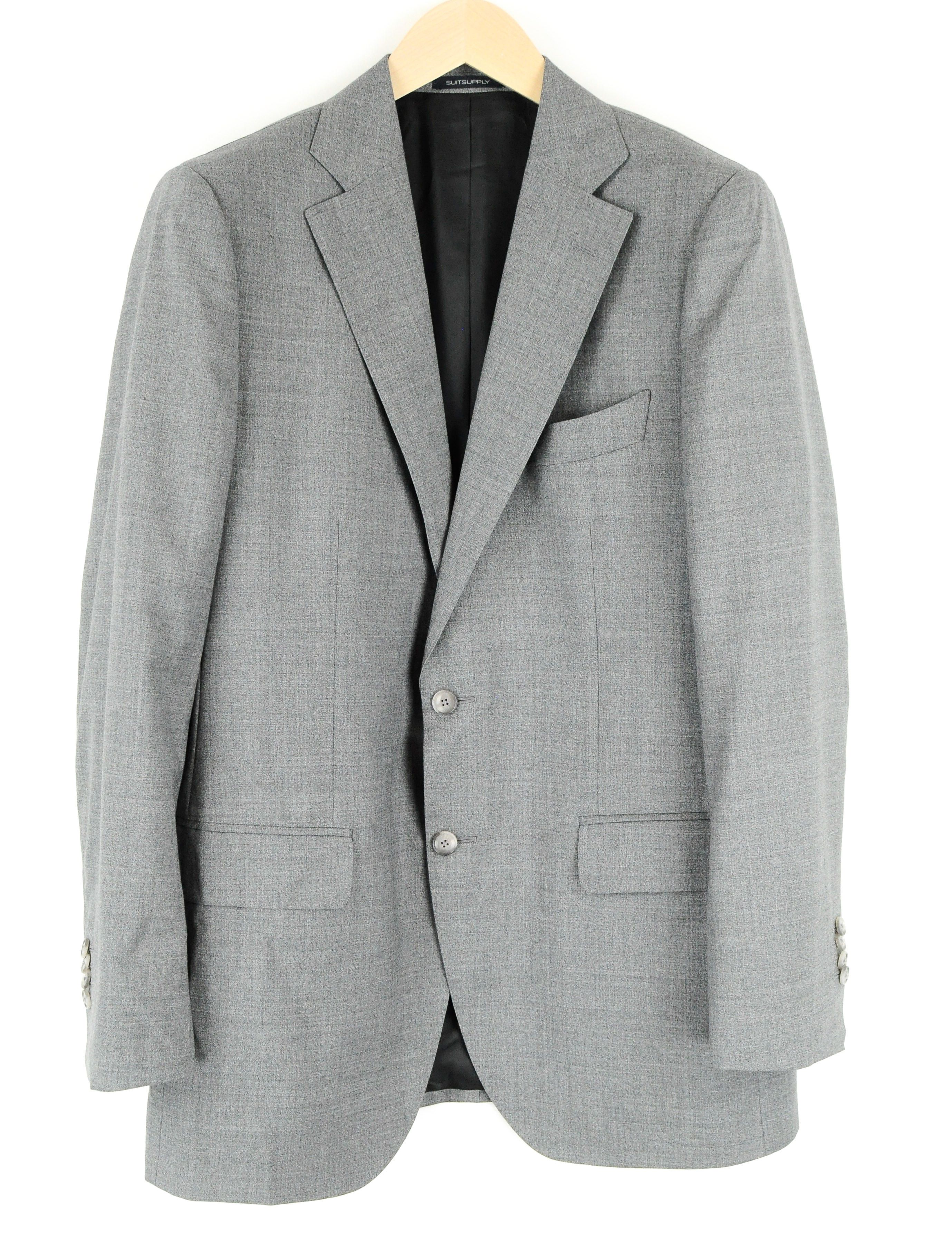 image of Suitsupply La Spalla Uk44R Grey Wool Collared Blazer 54185, Men's