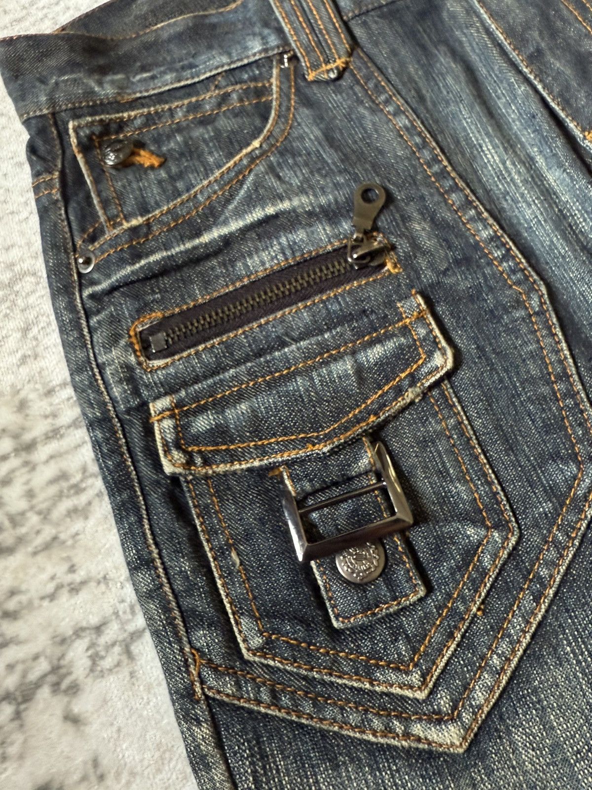 In The Attic In The Attic Japan Mud Earthy Wash Paneled Gun Pocket Jeans Size US 30 / EU 46 - 13 Thumbnail
