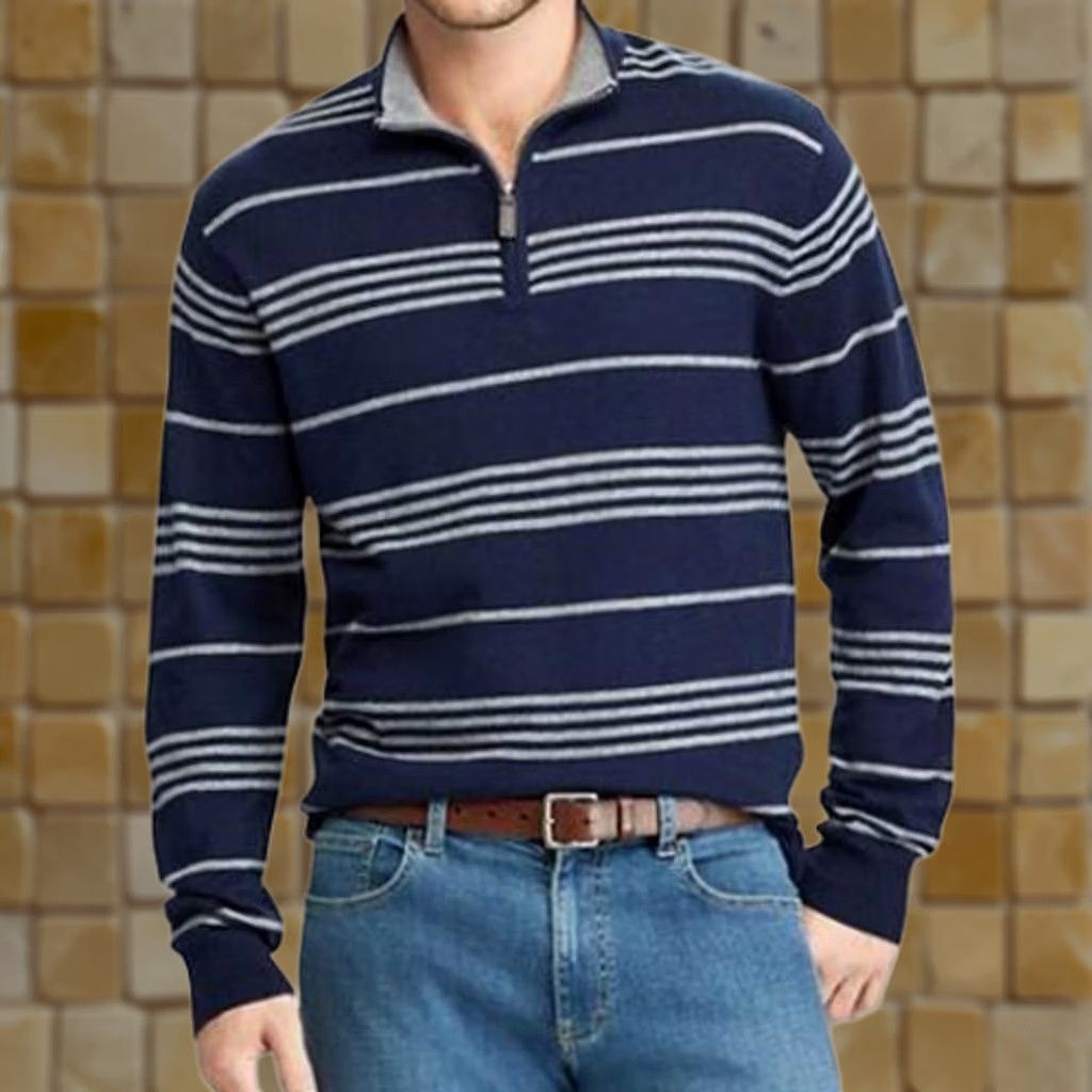 Chaps CHAPS MEN'S ZIP MOCKNECK STRIPED NAVY BLUE SWEATER MENS SIZE XXL Size US M / EU 48-50 / 2 - 1 Preview