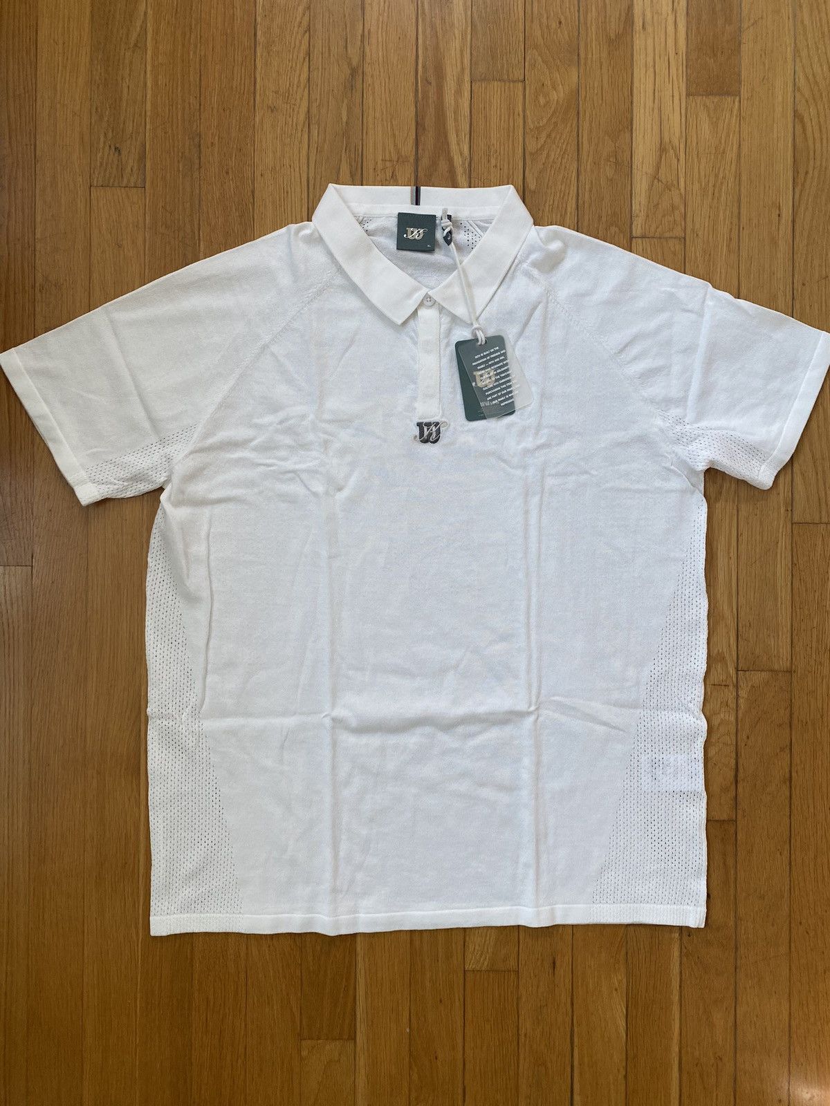 image of Kith X Wilson Meridian Engineered Knit Polo in White, Men's (Size XL)