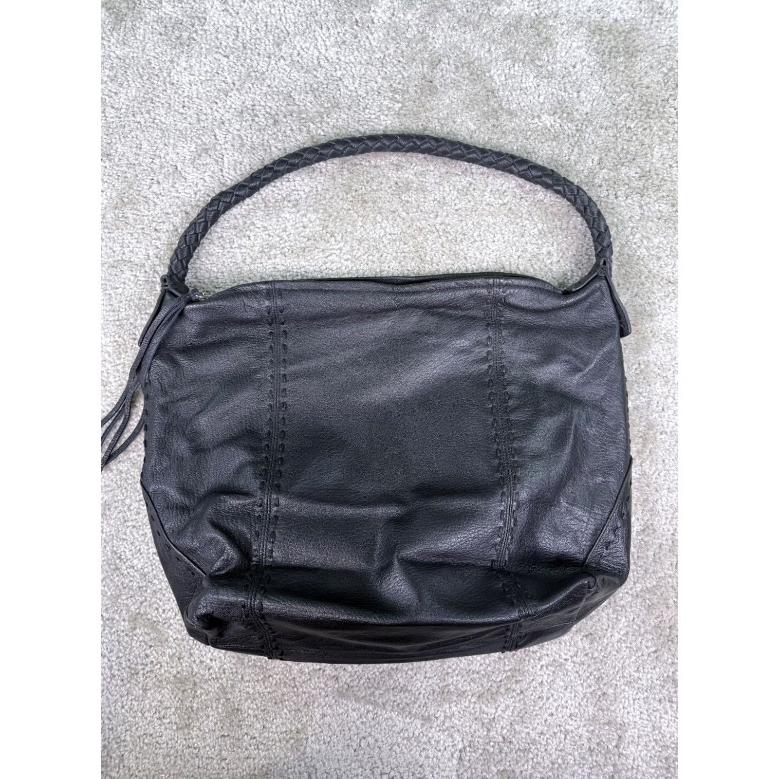 Vintage Chi by Carlos Falchi Shoulder Bag BLACK GENUINE LEATHER HOBO PURSE Women Size ONE SIZE - 2 Thumbnail