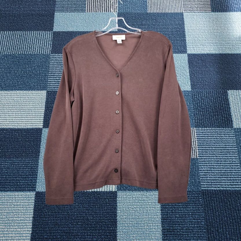Talbots Talbots Sweater Womens PS Petite Brown Cardigan Button V-Neck Long Sleeves Knit Size S / US 4 / IT 40 - 1 Thumbnail