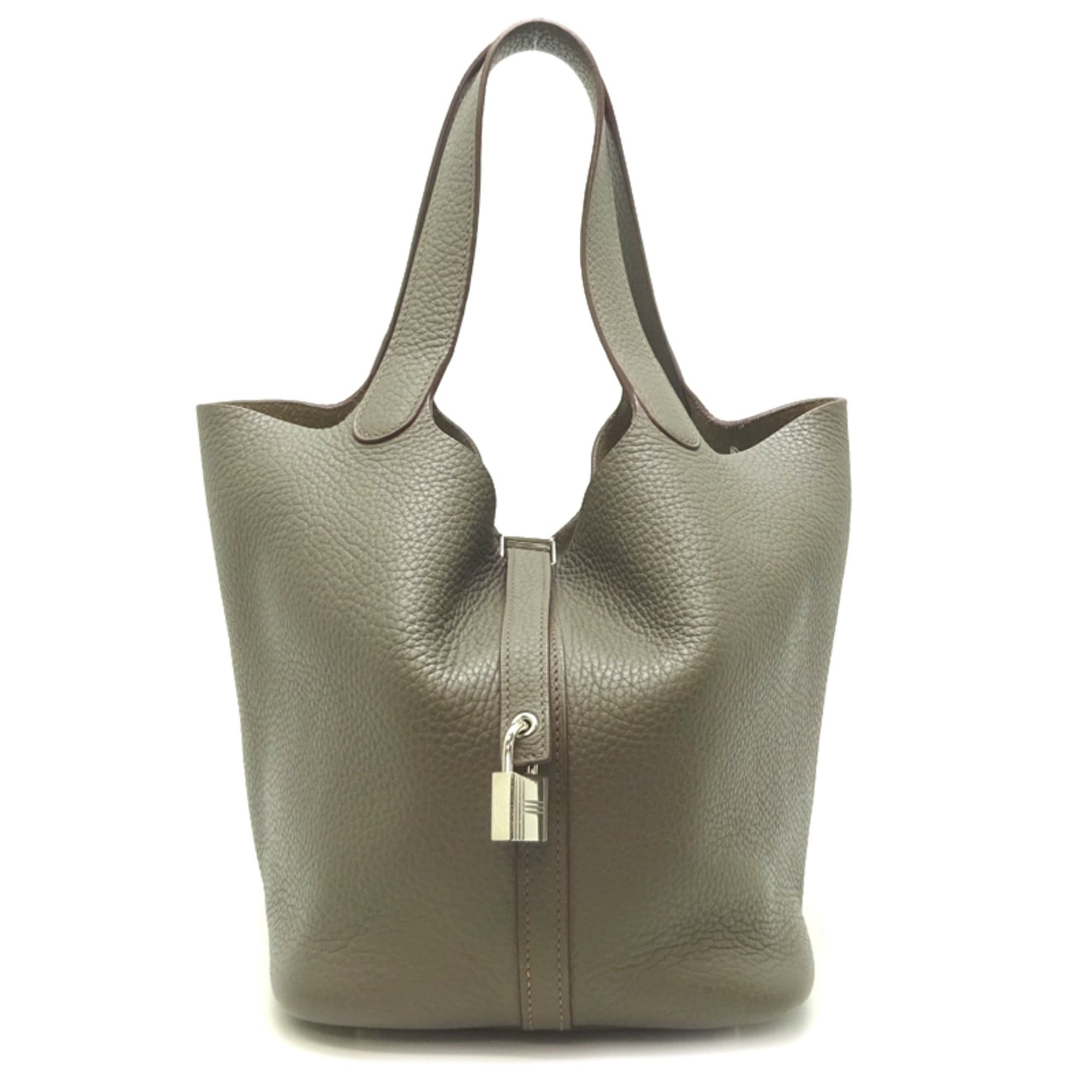 Hermes Hermes Hermès Picotin Lock MM, □Q Stamp, Made in 2013, Women's Handbag, Taurillon Clemence Etain Size ONE SIZE - 1 Thumbnail
