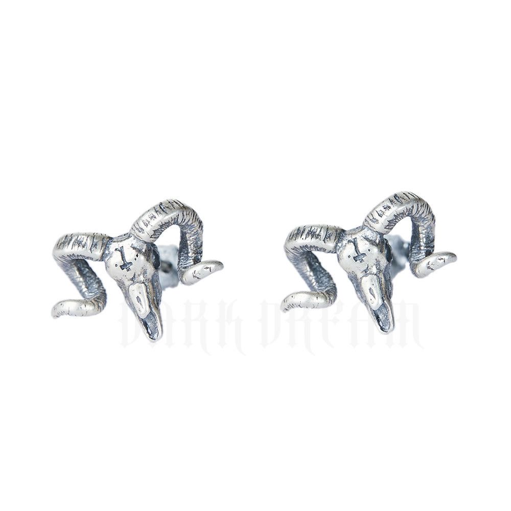 Jewelry Goat sheep Punk Earrings One Pairs Chrome Jewelry Size ONE SIZE - 6 Thumbnail