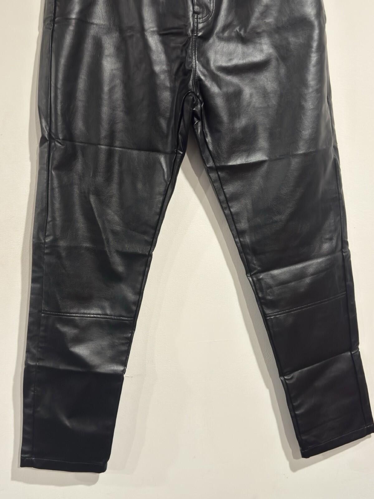 The Unbranded Brand Black Faux Leather Pants Womens Straight Leg High Waist M Size 32" / US 10 / IT 46 - 4 Thumbnail