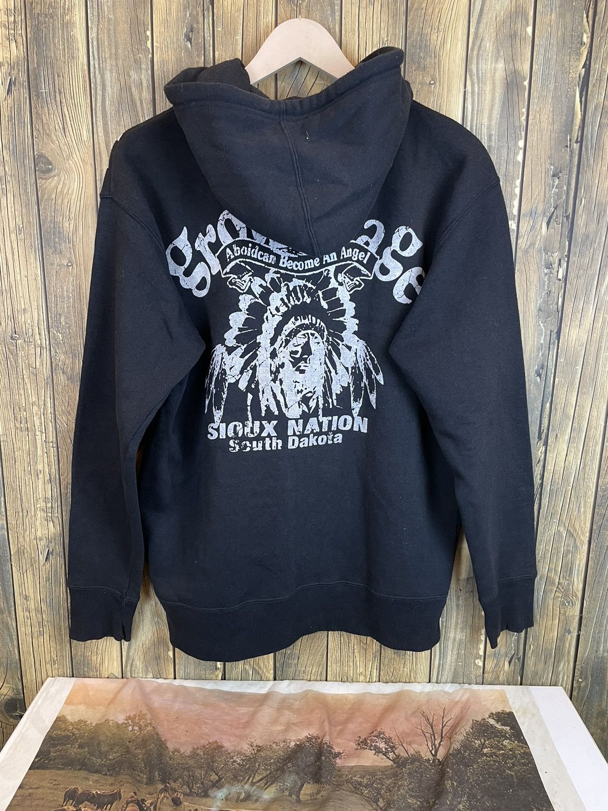 Pre-owned Vintage Groundrage South Dakota 39 Hoodie In Black